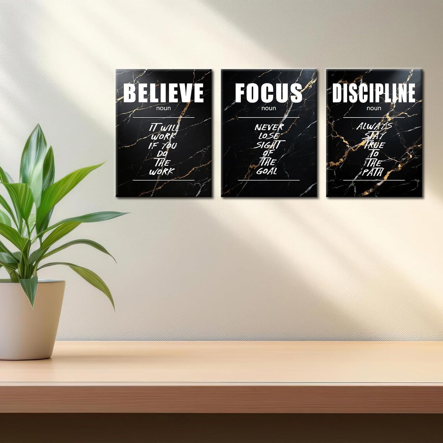 Inspirational Canvas Wall Art Motivational Believe Focus Discipline Print Poster Positive Entrepreneur Quotes Picture Painting Wall Decor for Home Bedroom Office Artwork Ready to Hang [36''Wx16''H]