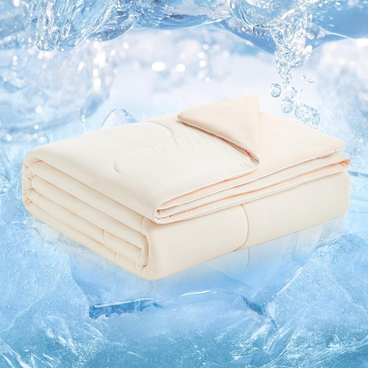 Cozy Bliss Viscose Cooling Comforter King Size, Reversible Cooling Blanket for Hot Sleepers and Night Sweats, Q-Max 0.4 Breathable Summer Comforter Quilt, Lightweight Soft Silky Smooth, Ivory White