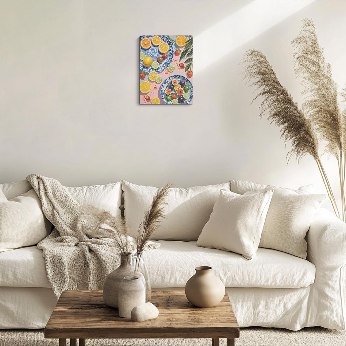 Italy Lemon Wall Art, Citrus Fruit Botanical Still Life Oil Painting Canvas Framed Prints Modern Decorations, Summer Aesthetic Theme Poster for Living Room Dining room Entryway Farmhouse