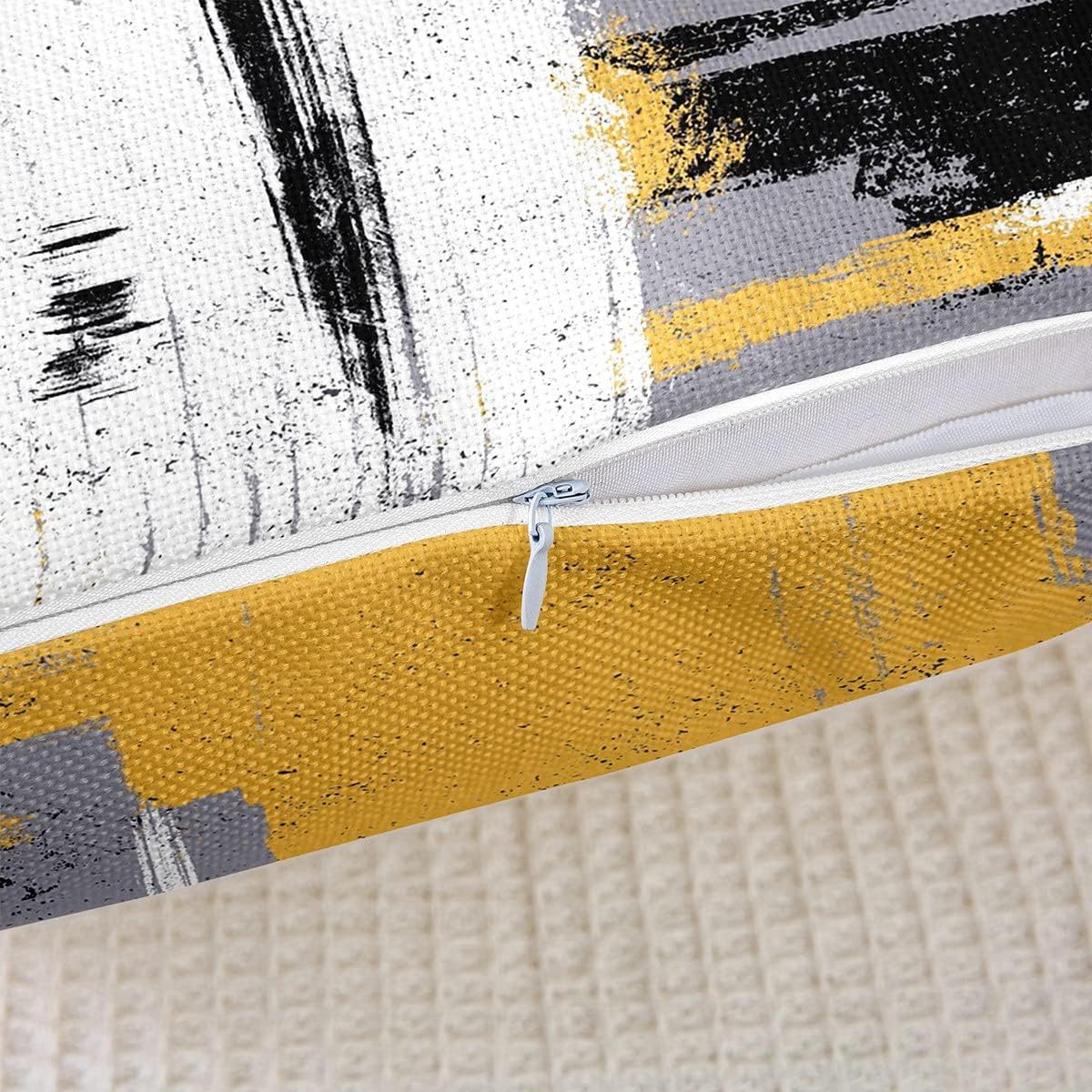 Feelyou Abstract Throw Pillow Covers for Couch Sofa Bed, Set of 2 Modern Abstract Art Decorative Pillows Cushion Covers, Yellow Grey White Pillow Inserts Not Included, 16x16 inch