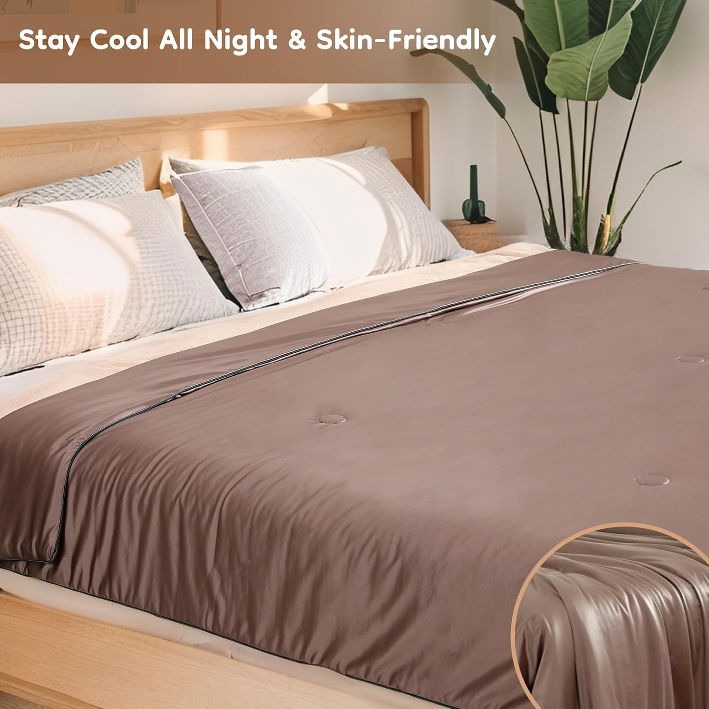 Cooling Blanket Twin Summer Comforter for Hot Sleepers, Silky-Soft & Cool Fiber, Double-Sided Cold Blanket for Night Sweats, Single Size All-Season Comfort, 60" x 80", Terracotta