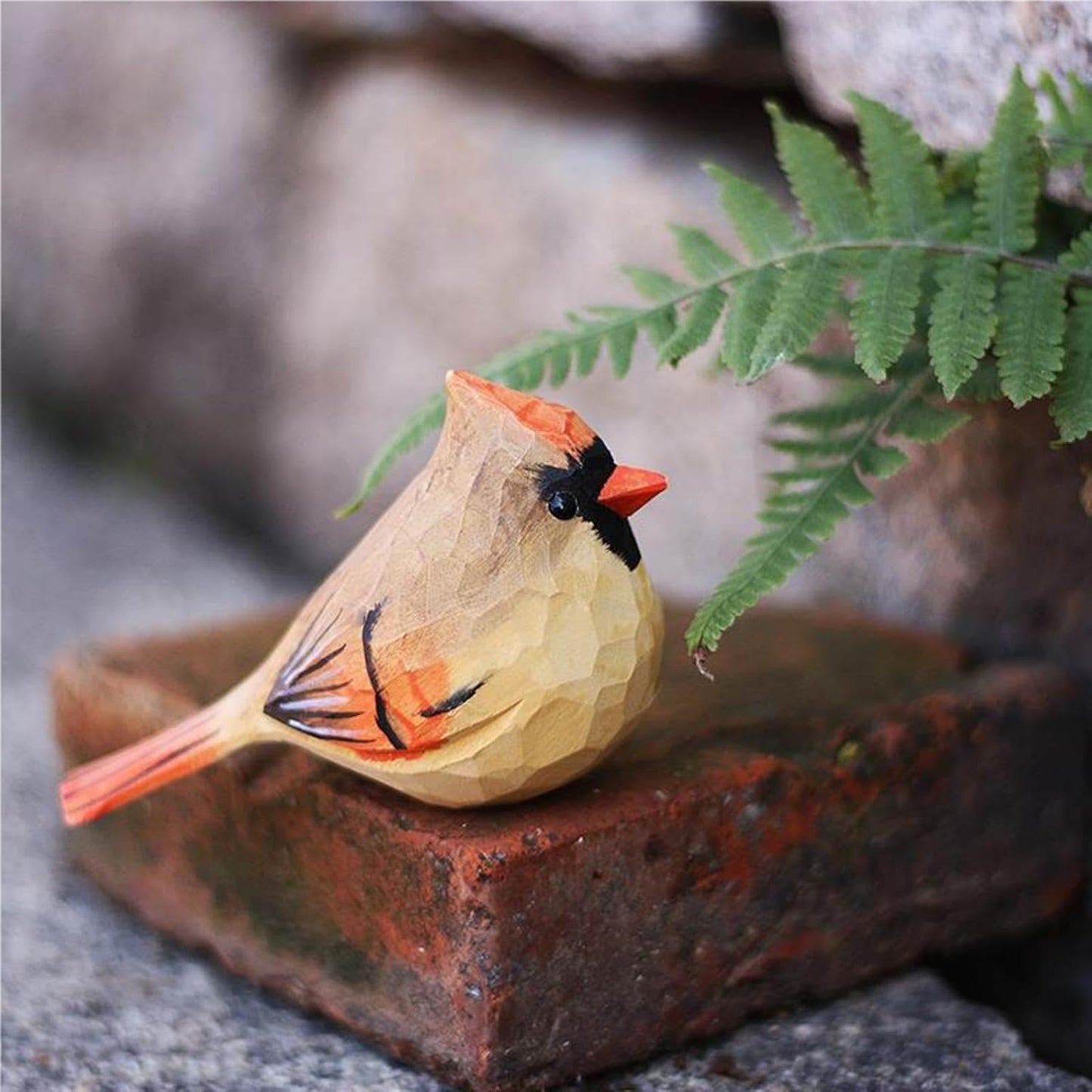 Handcrafted Red Cardinal Figurine – Small Wooden Christmas Female Red Bird Statue Decor for Shelf, Desk, or Mantel – Eco-Friendly for Women & Collectors