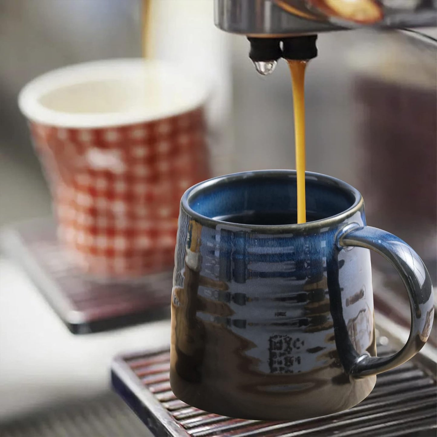 Large Ceramic Coffee Mugs, Handmade Pottery Mug, Tea Cups with Handle for Office and Home, 16 oz, Dishwasher and Microwave Safe (Sky Blue)