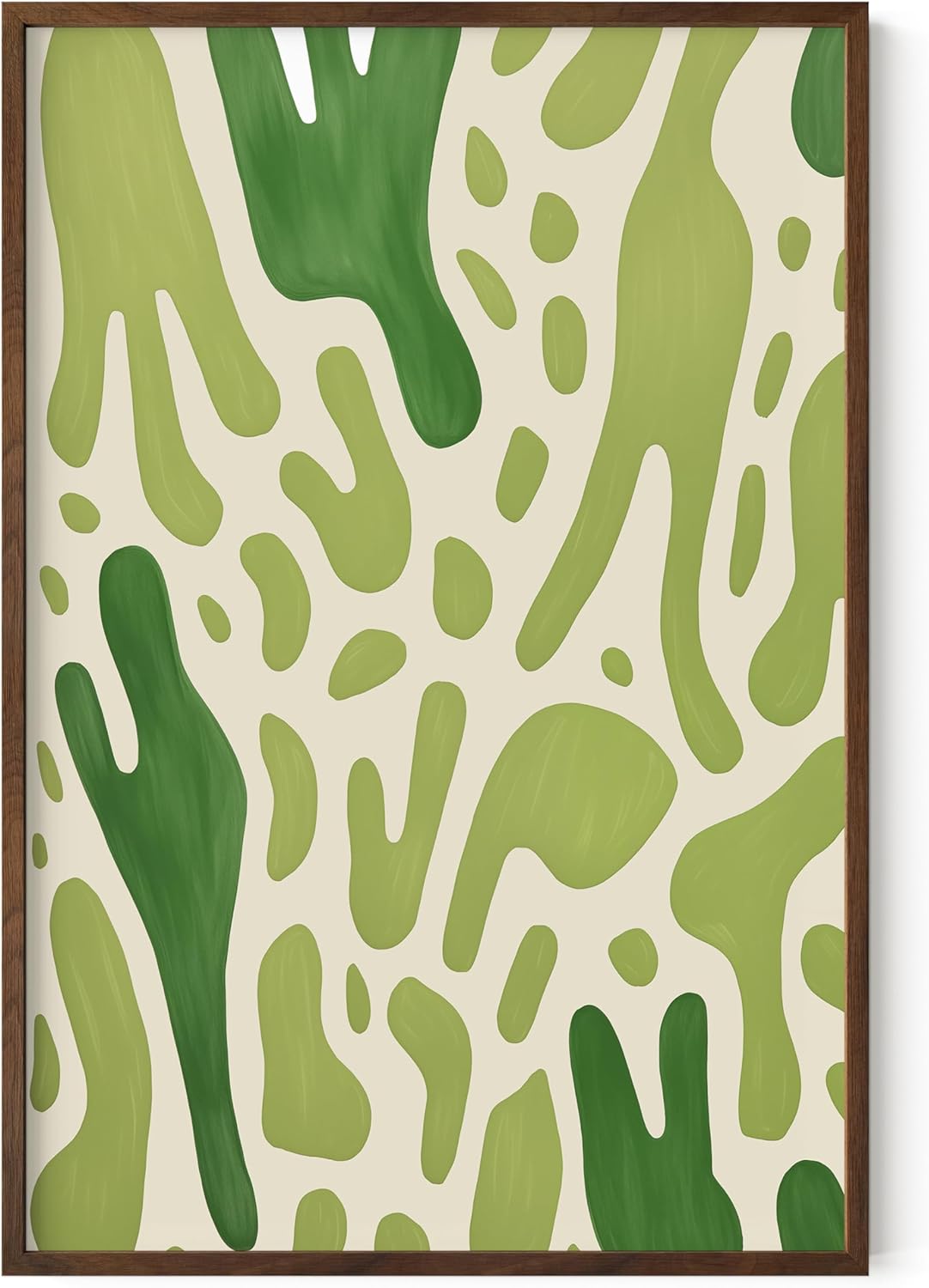 HAUS AND HUES Modern Abstract Wall Art - Blue and Green Living Room Art, Modern Artwork for Walls, Minimalist Picture for Living Room(Green Pattern, Walnut Frame, 24x36)