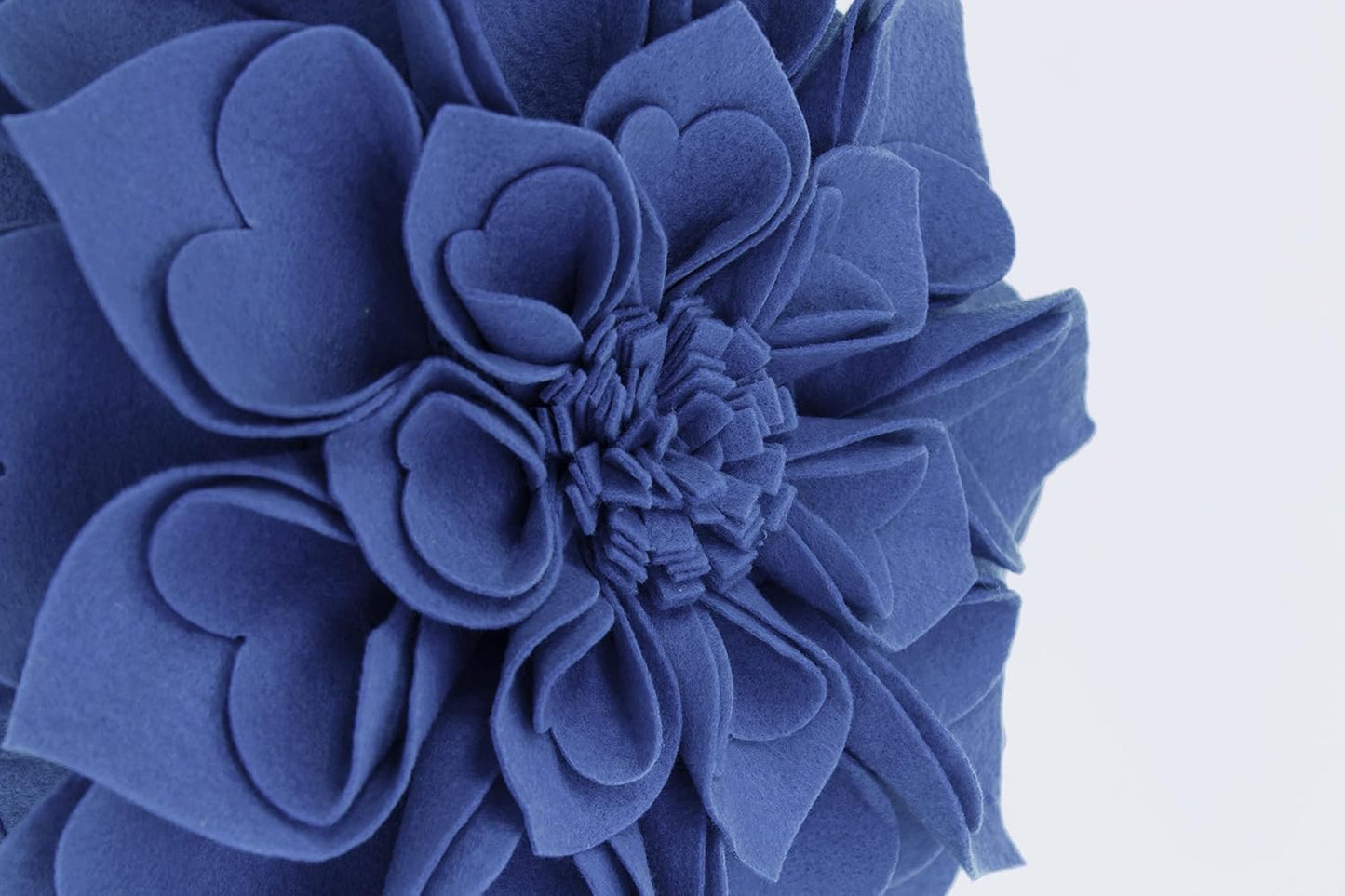 Fennco Styles Handmade 3D Heart-Shaped Petals Flower Decorative Throw Pillow Cover Only - 13" Round Navy Blue Floral Pillow Case for Couch, Home Décor and Holiday, Housewarming Gift