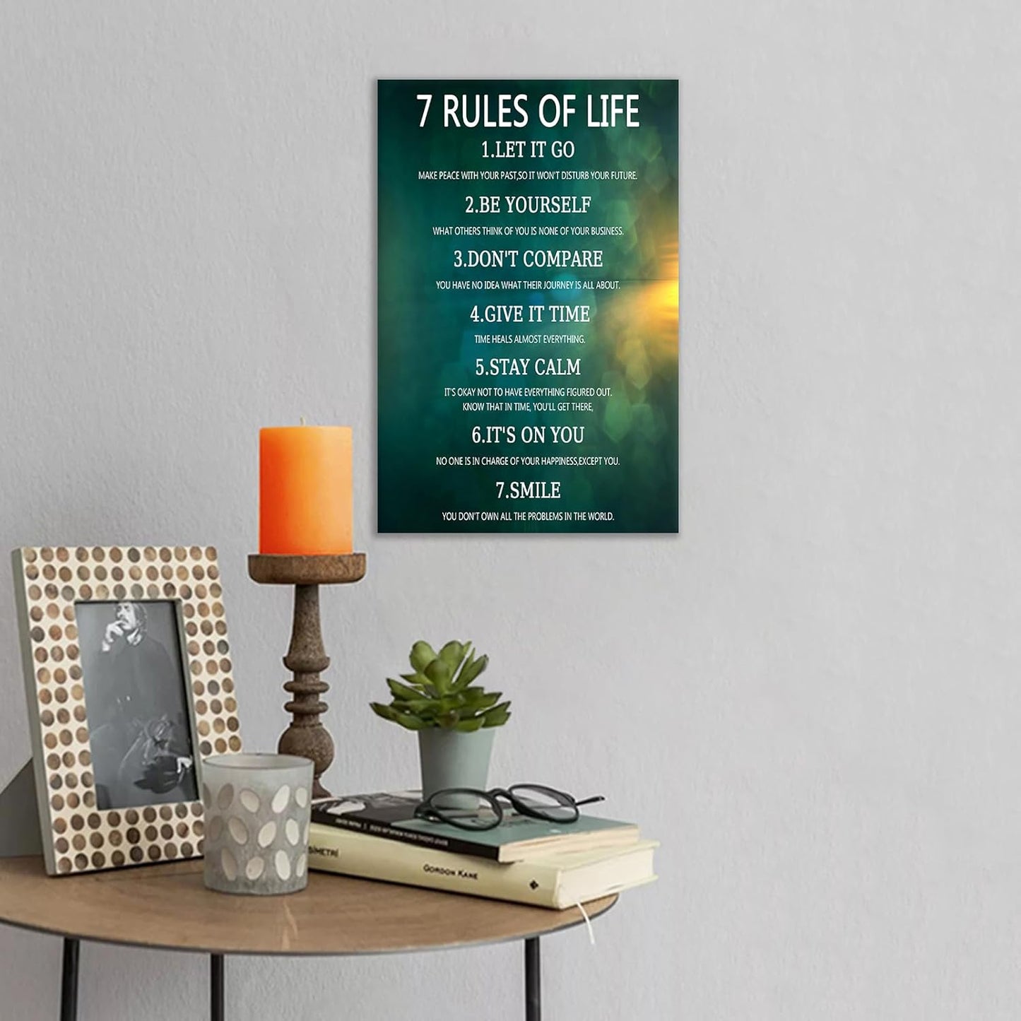 Inspirational Canvas Wall Art 7 Rules of Life Motivational Entrepreneur Quotes Poster Print Picture Painting Artwork for Modern Home Study Room Bedroom Wall Decoration Ready to Hang [12''Wx 18''H]