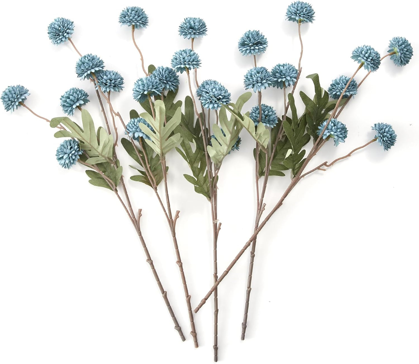 InnoGear Silk Flowers Pompon Mums Artificial Flowers, 5pcs 25 Heads Fake Mini Chrysanthemums with Long Stems Bulk Faux Kiku Flower for Decoration Memorial DIY Wedding Bouquets Centerpieces, Dusty Blue