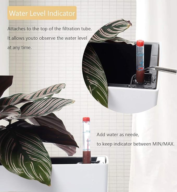 SAROSORA 14" Rectangle Self Watering Planter with Water Level Indicators for Plants & Flower Home Garden Outdoor Indoor Succulent | Herb pots | Window Box (1, White)