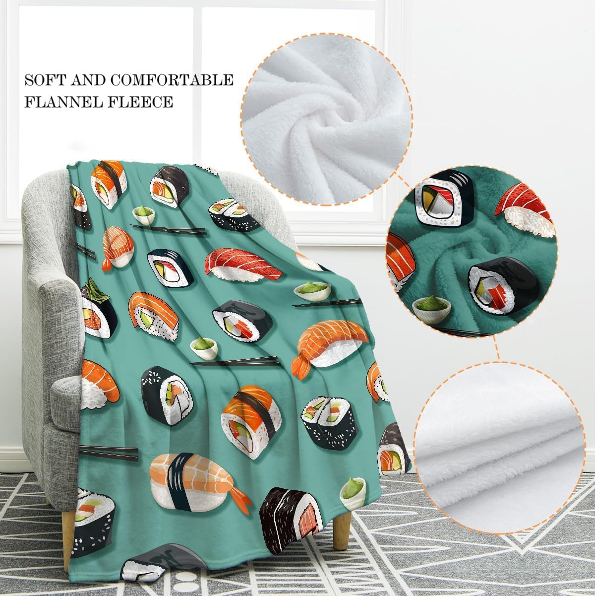 Jekeno Food Blanket Gifts for Women Kids Girls Boys Mom Wife Men Birthday Christmas Halloween Easter Presents Home Bedroom Living Room Bed Sofa Decor Plush Throw 60"x80"