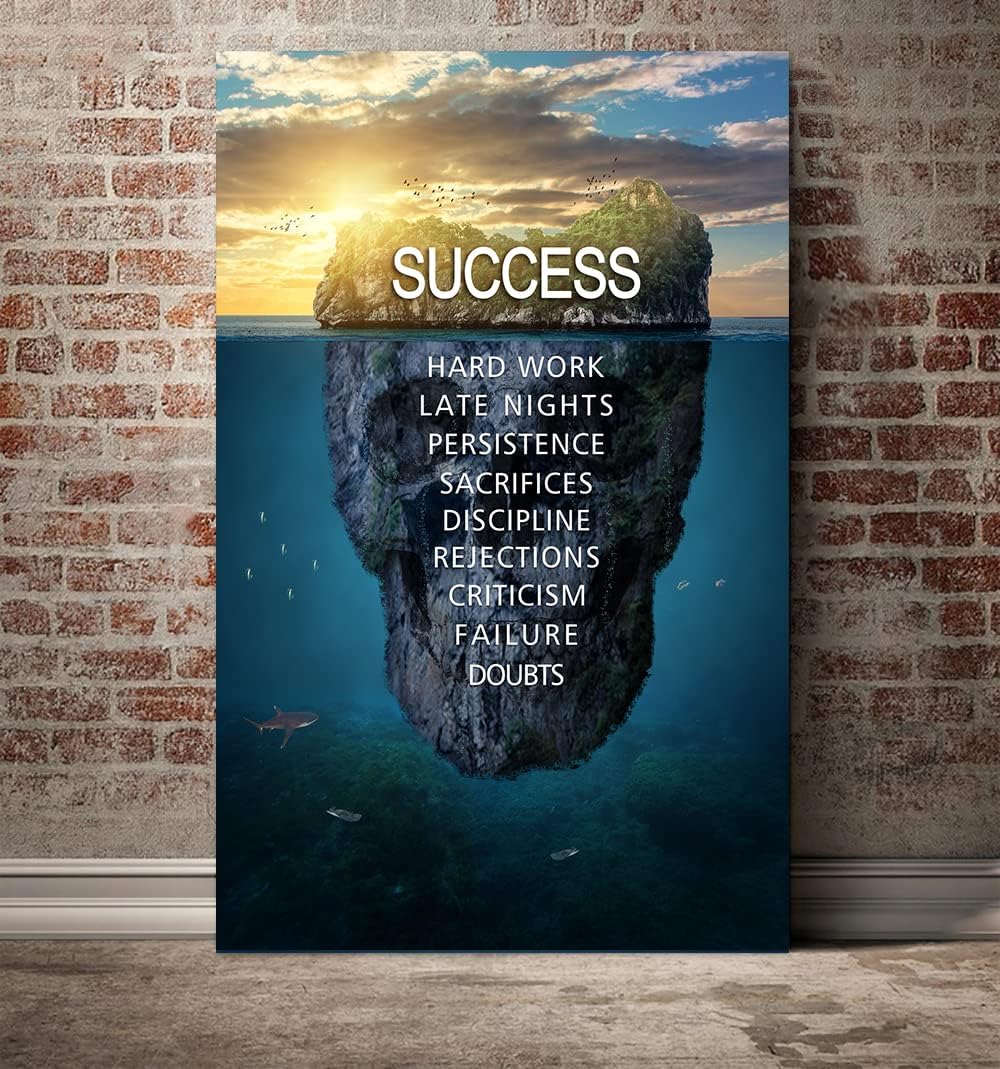 Inspirational Wall Art Success Island Pictures Inspiration Motivation Inspire Entrepreneur Quotes Canvas Painting Prints Artwork Home Decor for Living Room Office Framed Ready to Hang (28"Wx44"H)