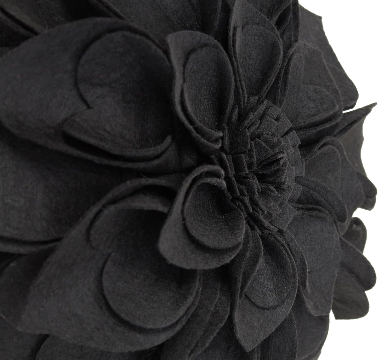 Fennco Styles Handmade 3D Heart-Shaped Petals Flower Decorative Throw Pillow Cover Only - 13" Round Black Floral Pillow Case for Couch, Home Décor and Holiday, Housewarming Gift