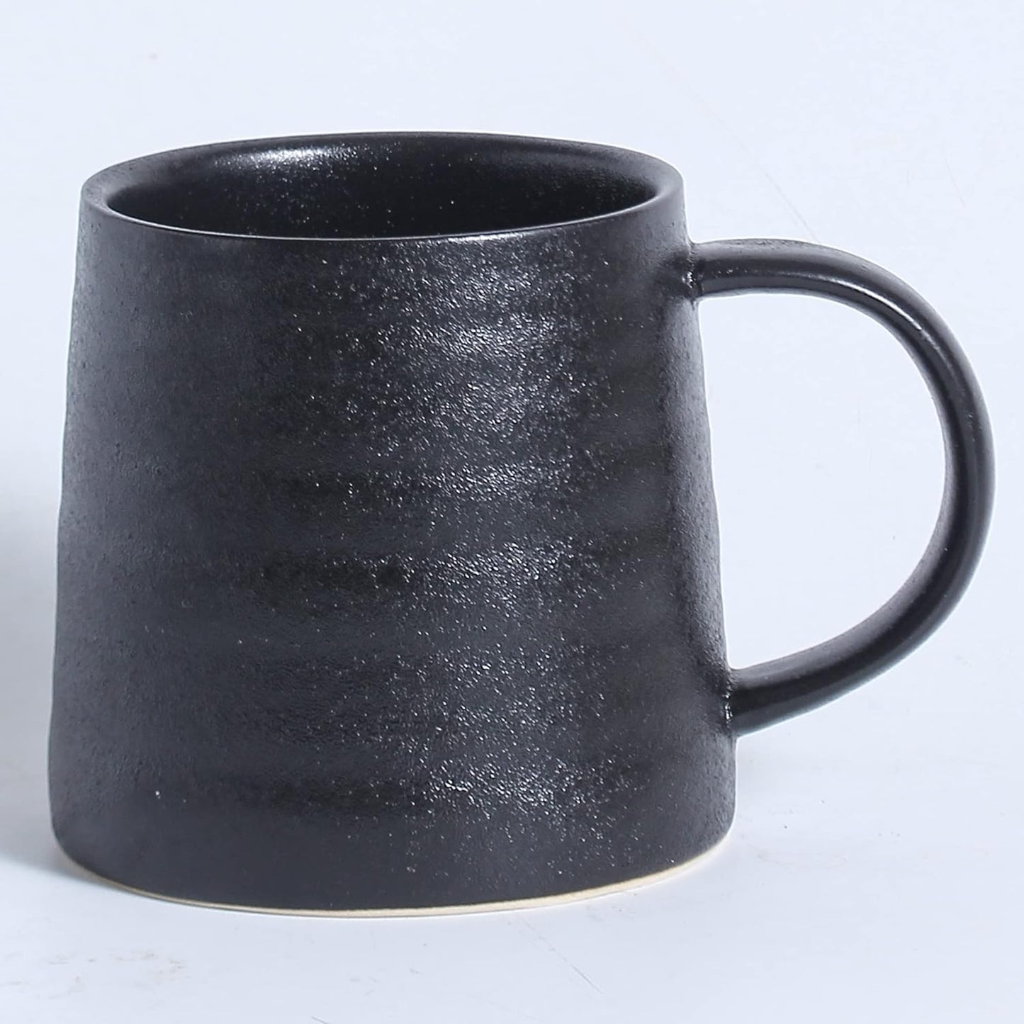 Large Ceramic Coffee Mugs, Handmade Pottery Mug, Tea Cups with Handle for Office and Home, 16 oz, Dishwasher and Microwave Safe (Frosted Black)