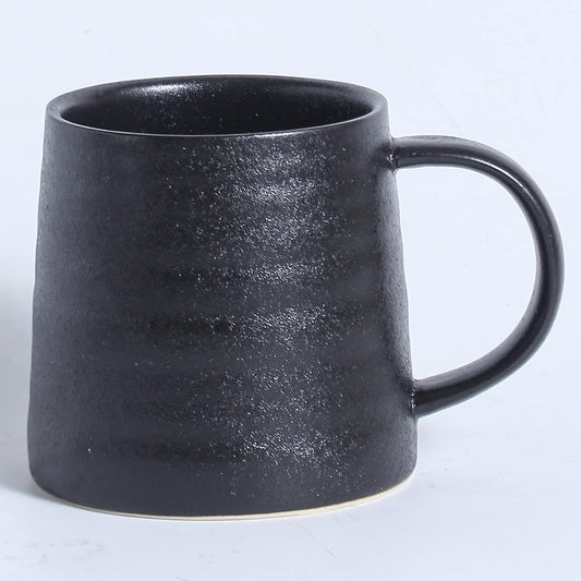 Large Ceramic Coffee Mugs, Handmade Pottery Mug, Tea Cups with Handle for Office and Home, 16 oz, Dishwasher and Microwave Safe (Frosted Black)