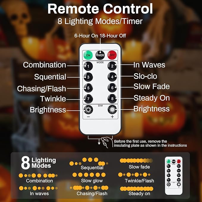 ZGWJ Halloween String Lights Battery Powered with Timer, 1 Pack Bat-Eyeball-Ghost-Pumpkin 50LED 16FT Twinkle String Lights 8 Modes for Bedroom,Halloween Parties Decoration Indoor and Outdoor