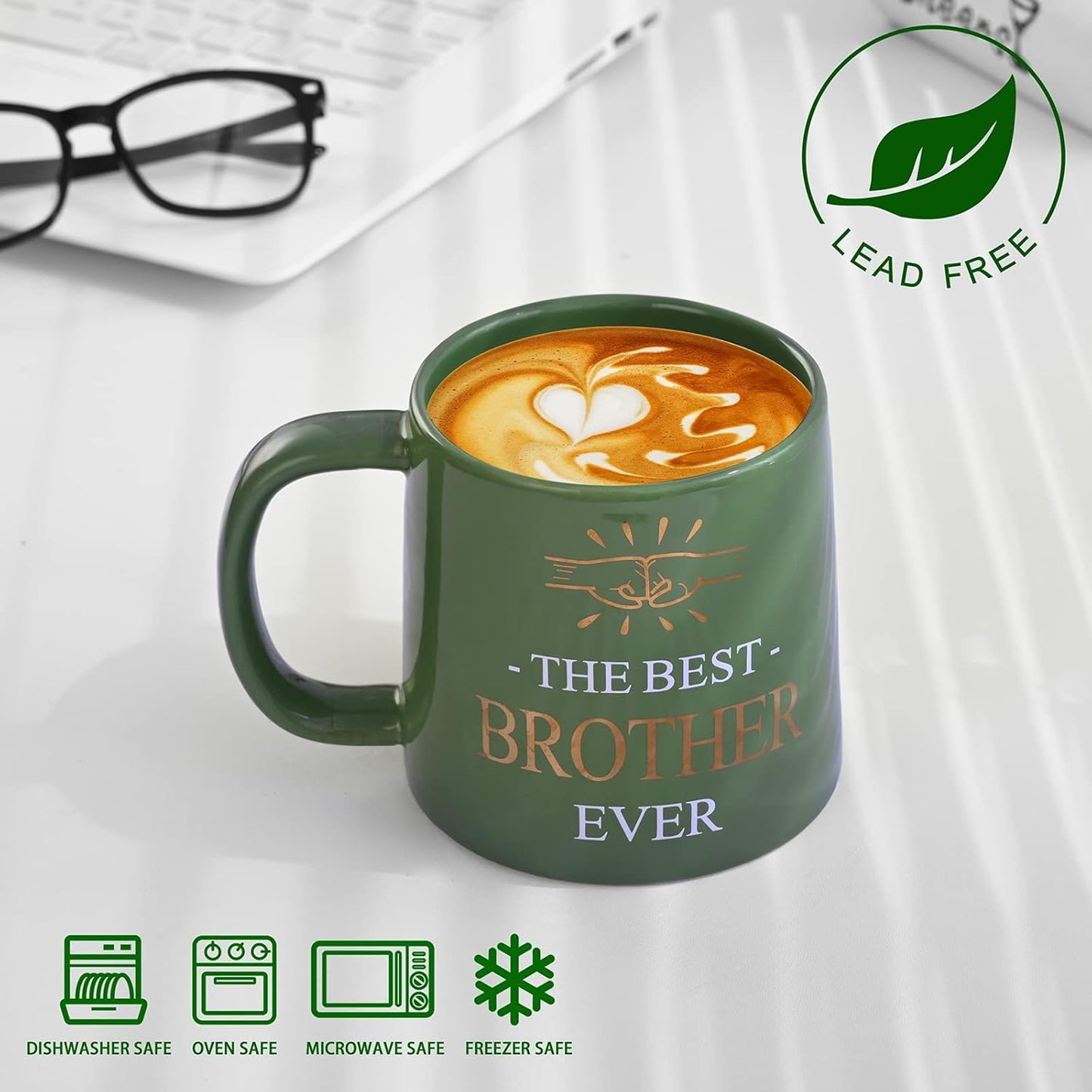 Miicol Funny Coffee Mug 16 oz, Green Coffee Cup, Large Ceramic Tea Mug, Gift Idea for Men, Brother, Tea Cup, Unique Gift for Birthday, Christmas