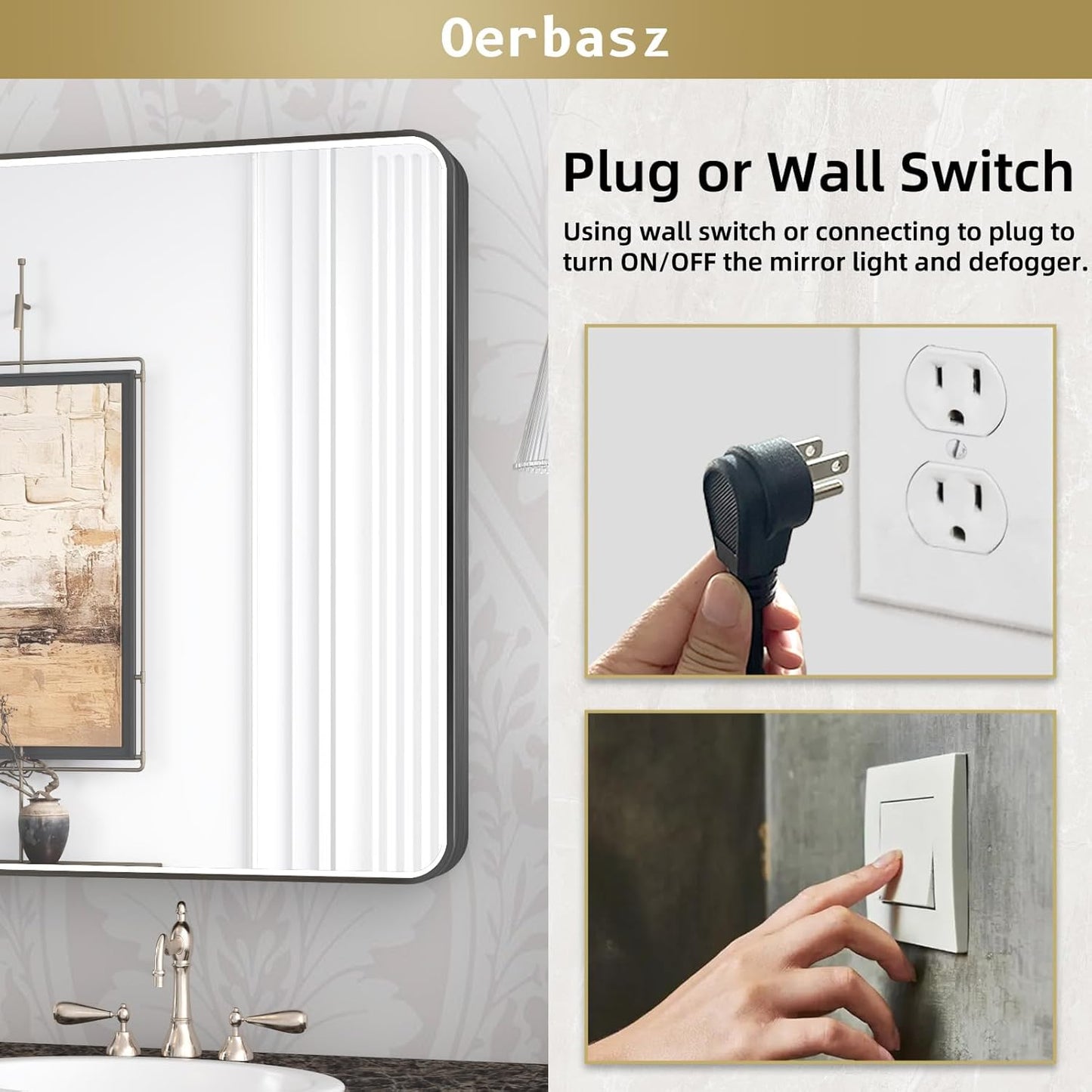 LED Mirror for Bathroom 55X32 Inch Black Framed with Anti-Fog, Stepless Dimmable, Front Lit, LED Bathroom Vanity Mirror for Wall, Memory Function, Shatter-Proof