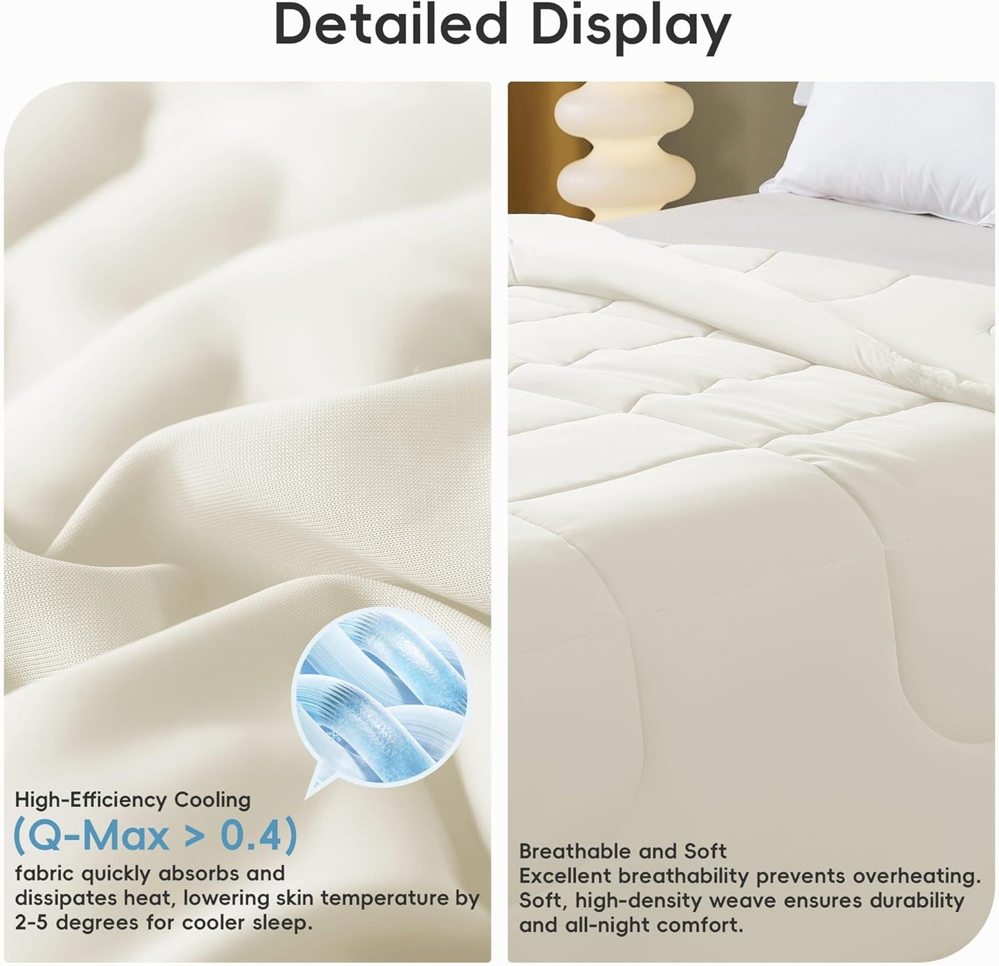 Cooling Comforter Twin/Twin XL Size, All Season Blanket for Hot Sleepers, Lightweight Comforter for Night Sweats, Double-Sided Cooling Bedding for Bed, Sofa, Office, Camping (Beige,68"*80")