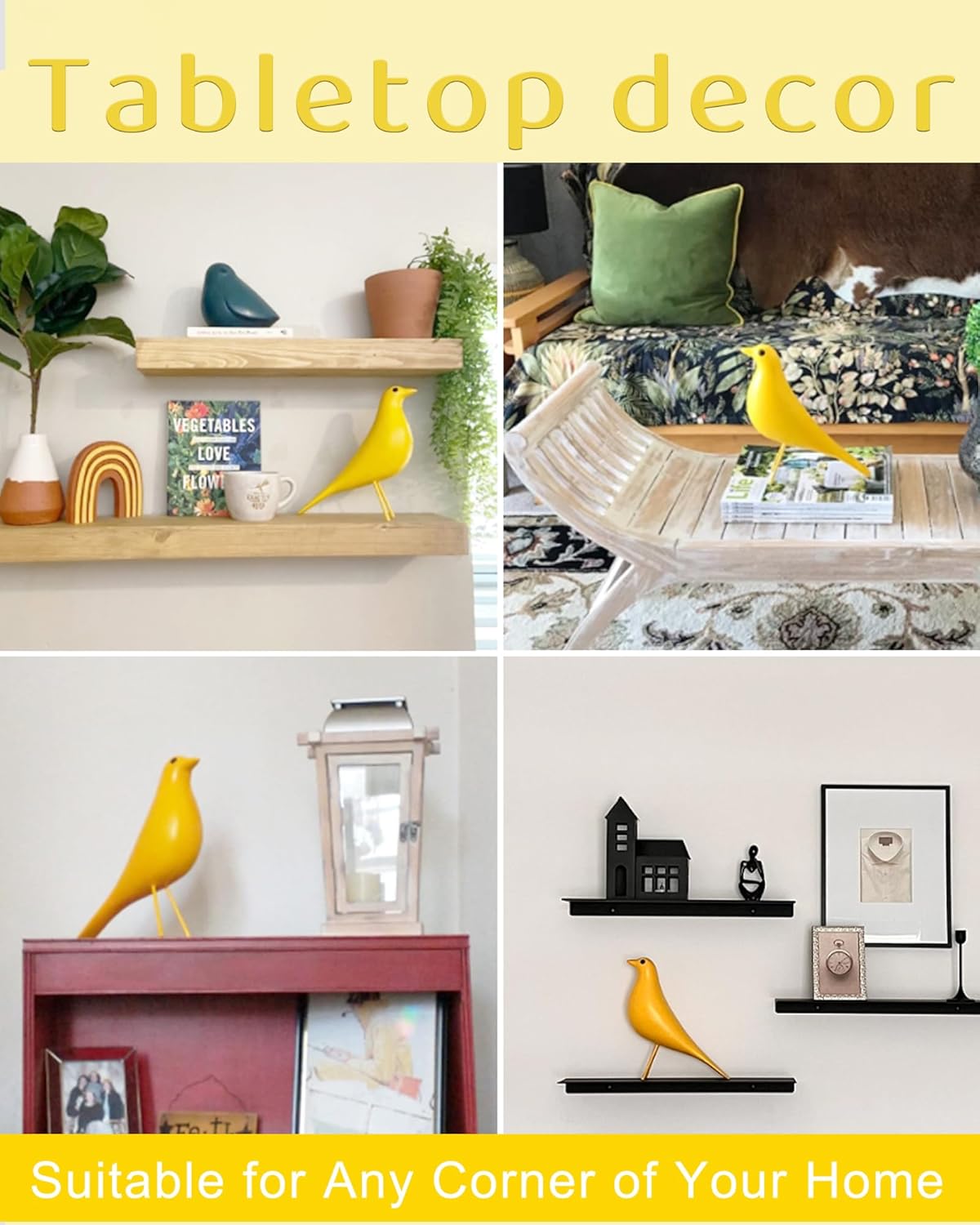 Mid Century Modern Bird Figurines - Decorative Sculptures for Living Room, Shelf, Mantle, TV Stand, Tabletop, Nightstand, Office, Kitchen - Unique Home Decor & Gifts for Bird Lovers