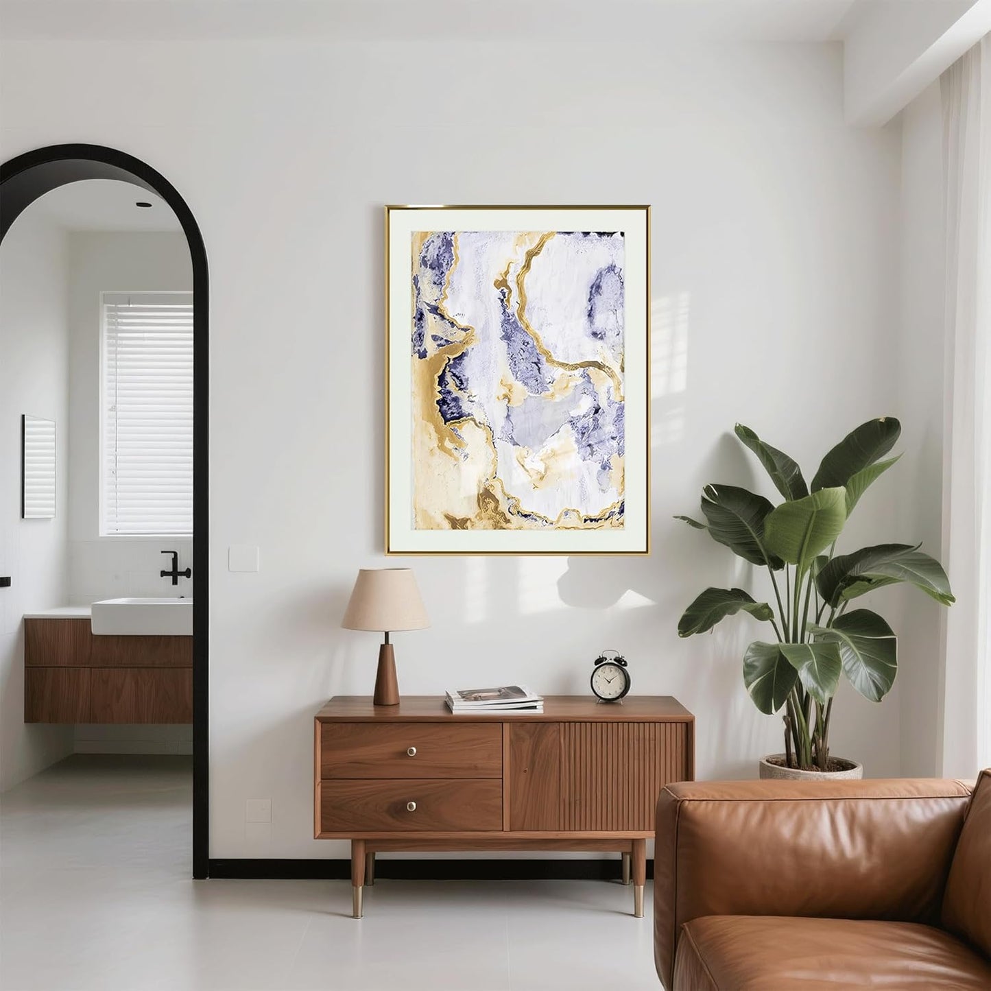 crmotu Abstract Wall Art, Gold Framed Wall Art, Marble Wall Art, Minimalist Aesthetic Canvas Large Painting, Modern Luxury Pictures for Living Room Bedroom Bathroom Office Art Prints 27X39 Inch