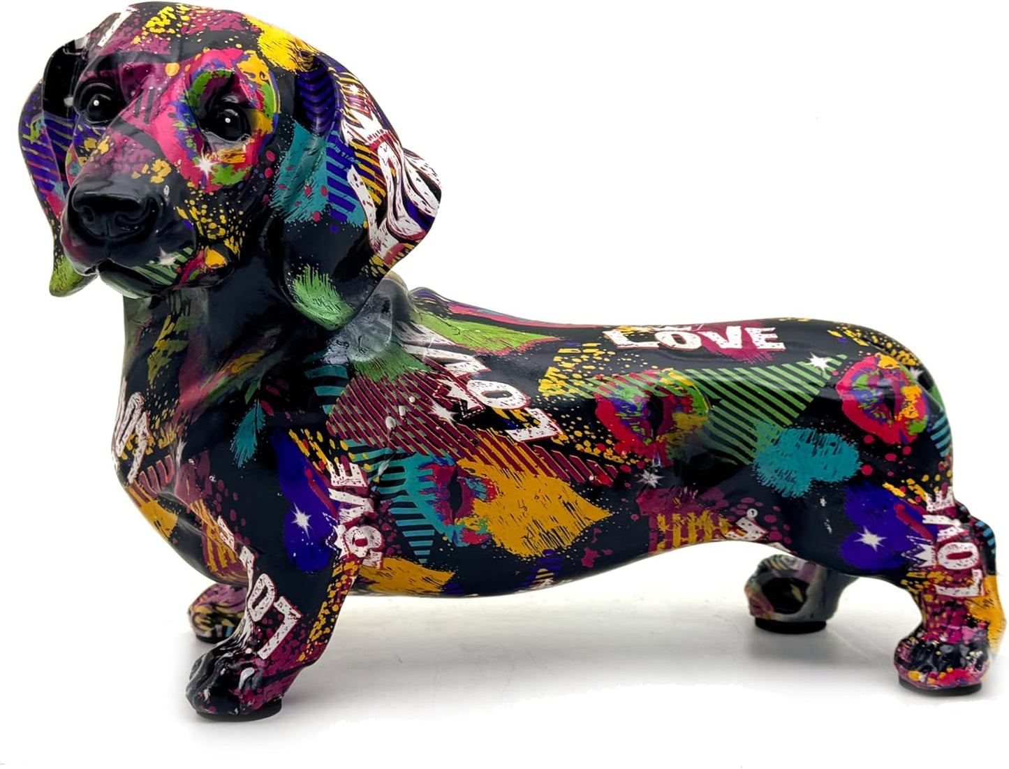 FUNSXBUG Colorful Dachshund Dog Statue Art Figurines Sculpture Collectibles Home Office Desktop Decor Outdoor Garden Display Decoration (Dachshund Dog 4)