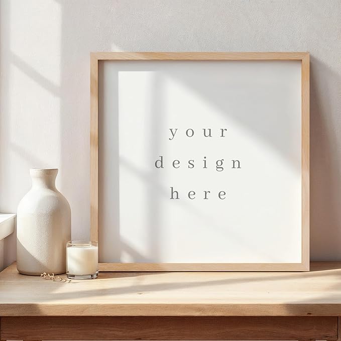 20x20 Oak Wood Picture Frames -20"x20" Poster Frames for Wall, 20x20 Picture Frame, 20 x 20 Picture Frames, 20 x 20 Frames for Wall(1 Pack, Beige)