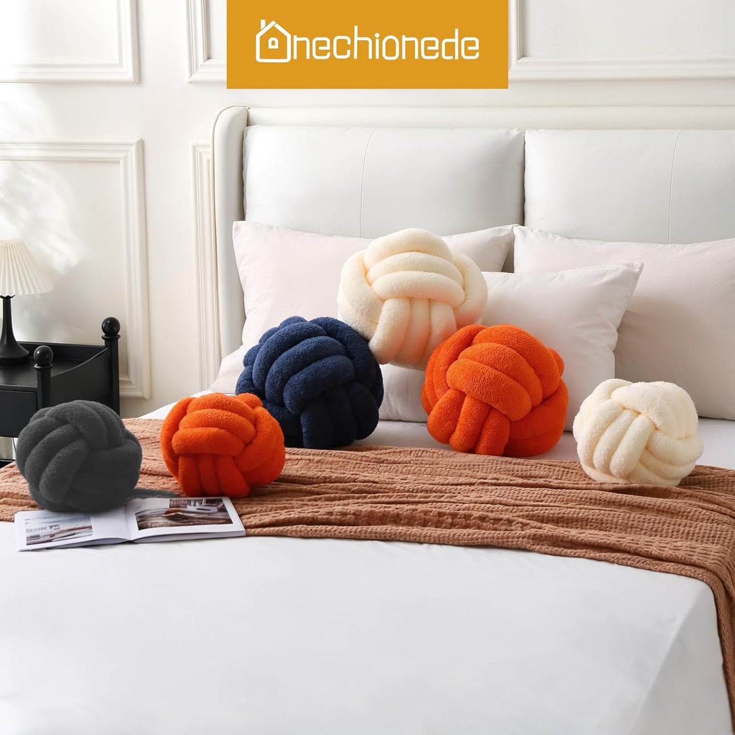 Knot Pillow Ball Plush - Decorative Throw Pillows for Bed Relieve Stress, Round Knot Cushion for Sofa Decor Pet Toy, Grey 8 inch