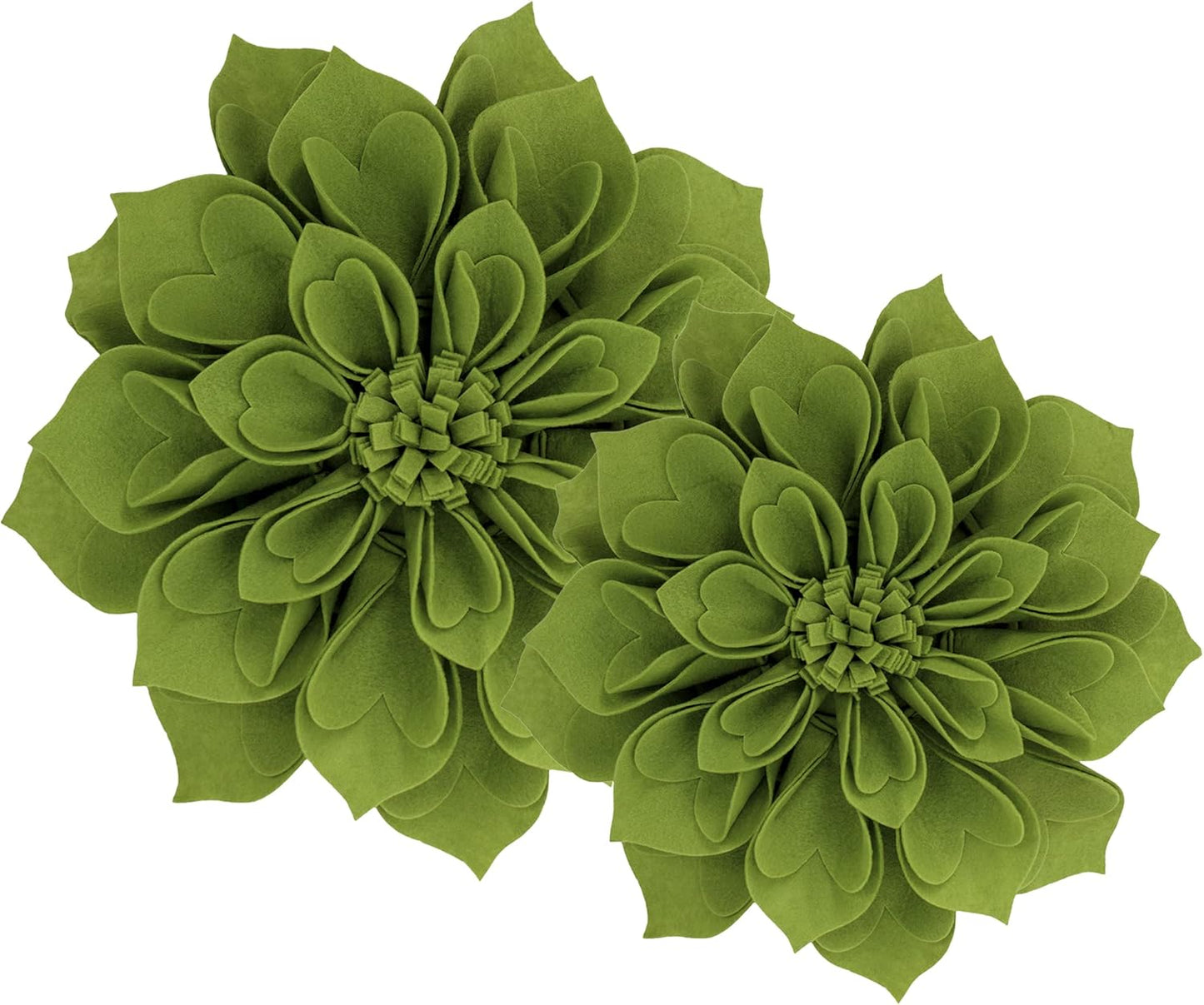 Fennco Styles Handmade 3D Heart-Shaped Petals Flower Decorative Throw Pillow Cover Only - 13" Round Floral Pillow Case for Couch, Home Décor and Holiday, Housewarming Gift (Kiwi)