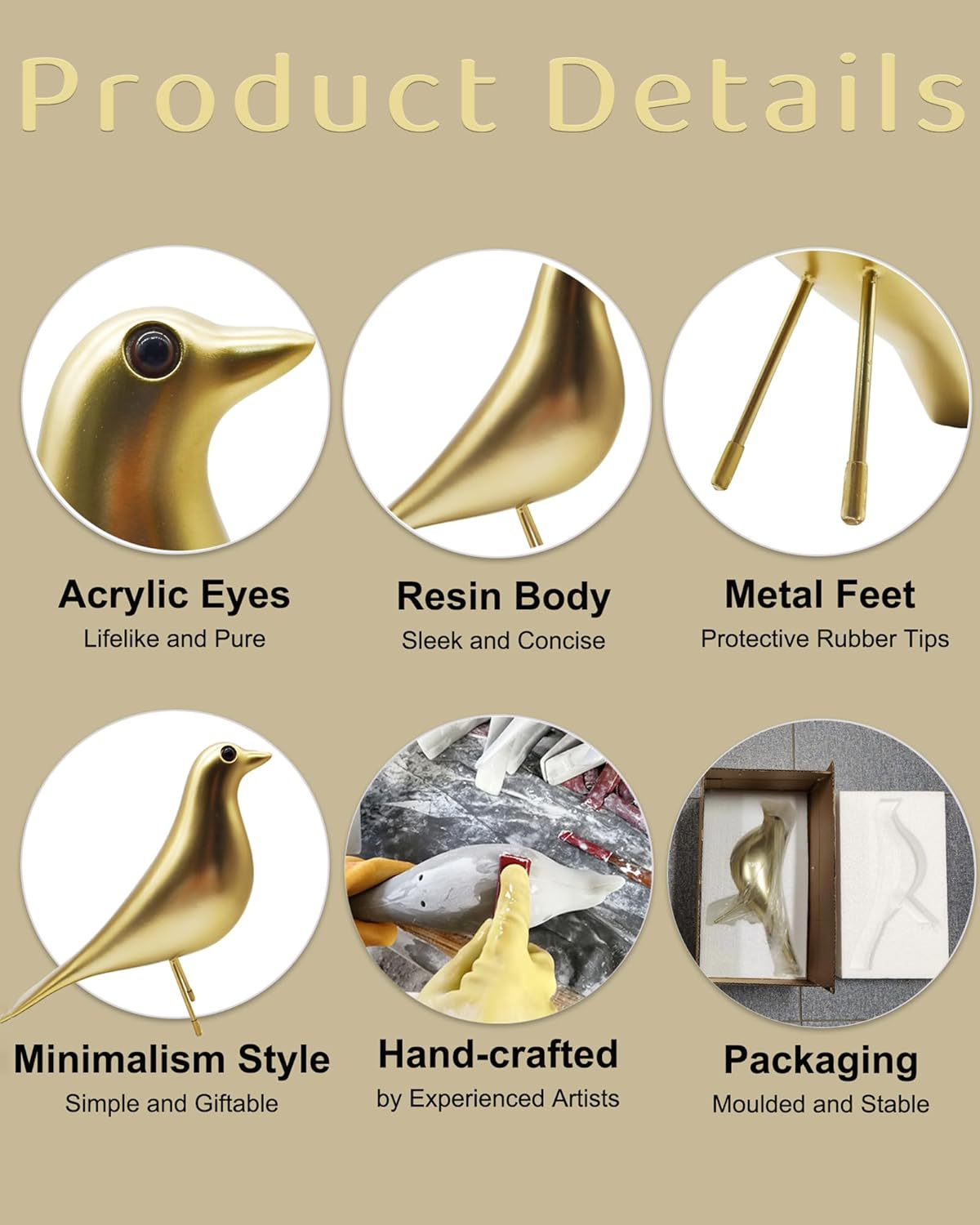 Mid Century Modern Bird Figurines - Decorative Sculptures for Living Room, Shelf, Mantle, TV Stand, Tabletop, Nightstand, Office, Kitchen - Unique Home Decor & Gifts for Bird Lovers