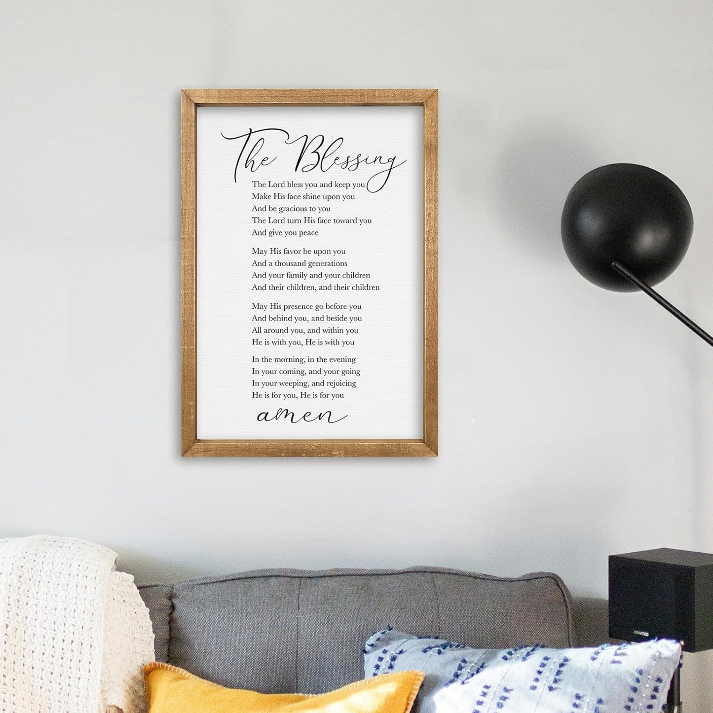 comurdyo The Blessing Bible Verse Wall Art Christian Decor for Home 16"×11" May The Lord Bless You And Keep You Scripture Sign Religious Bible Quotes Wall Decoration Wood Framed Hanging (Wood)