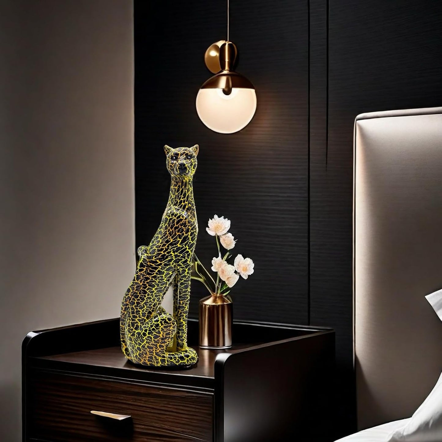 Colorful Leopard Statue Art Figurine Sculpture Collectible Gifts for Leopard Lover Office Home Decor Desk Accessories Decoration Garden Figurines Outdoor Decor (Color I)