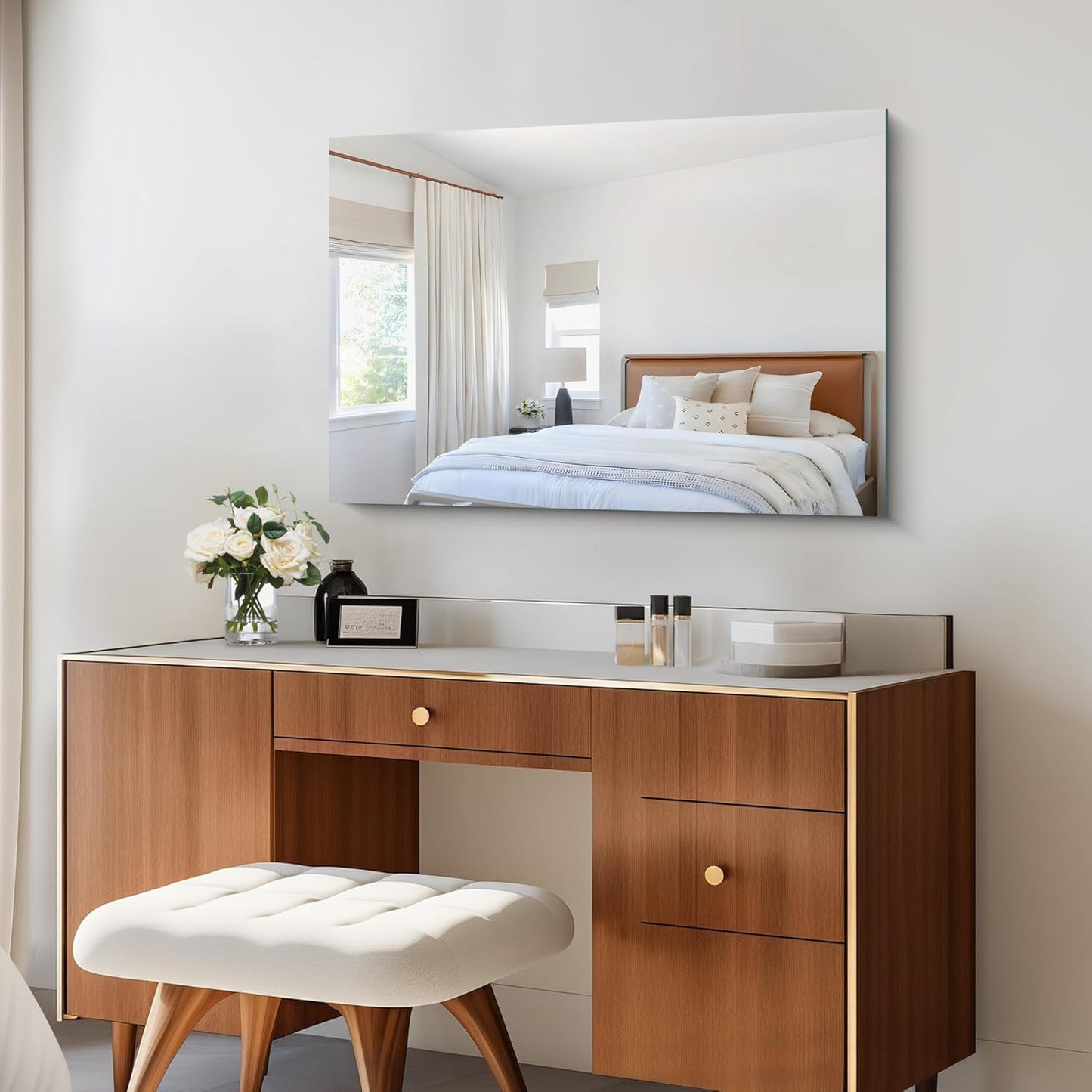 Frameless Mirror, 24x36 Inch Bathroom Mirror for Wall, Rectangle Bathroom Vanity Mirrors with Polished Edge, Hangs Horizontally or Vertically for Bathroom, Bedroom and Living Room