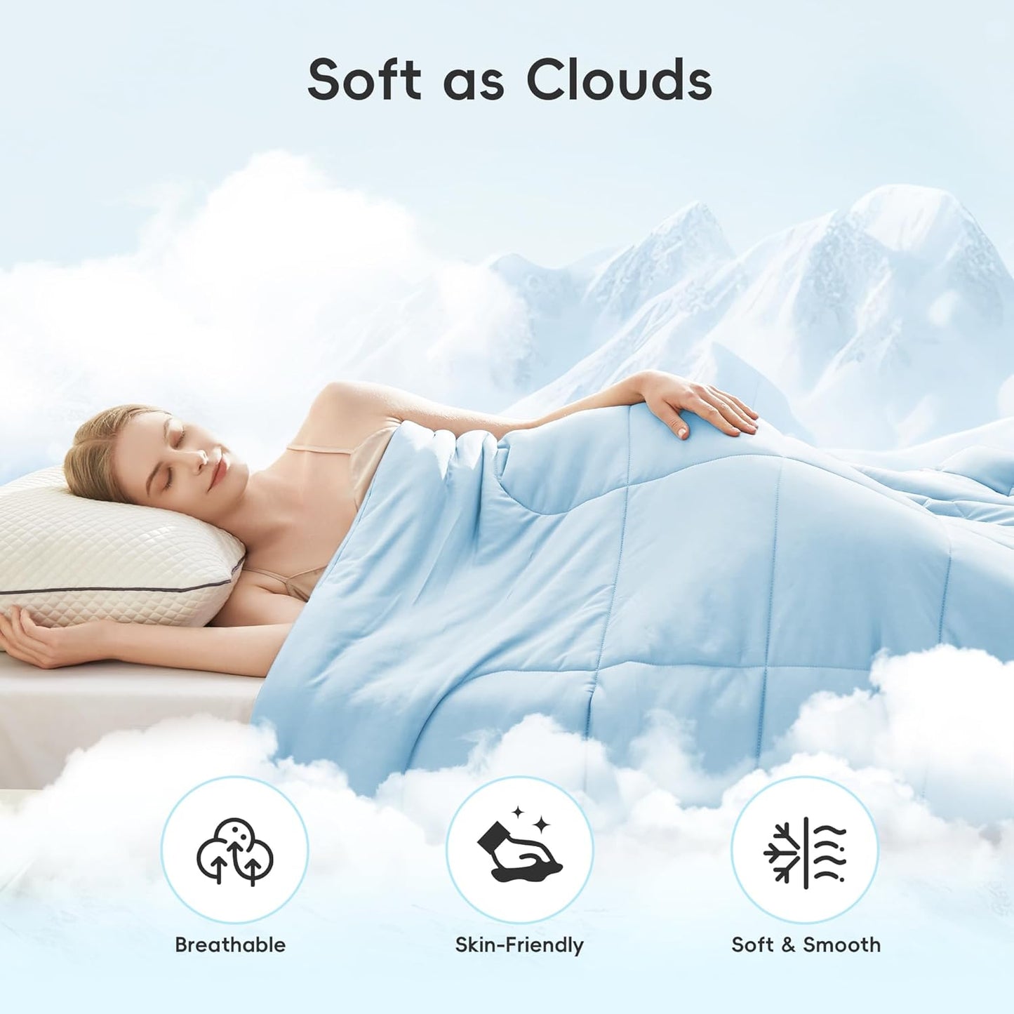 Cooling Comforter Twin/Twin XL Size, All Season Blanket for Hot Sleepers, Lightweight Comforter for Night Sweats, Double-Sided Cooling Bedding for Bed, Sofa, Office, Camping (Blue,68"*80")