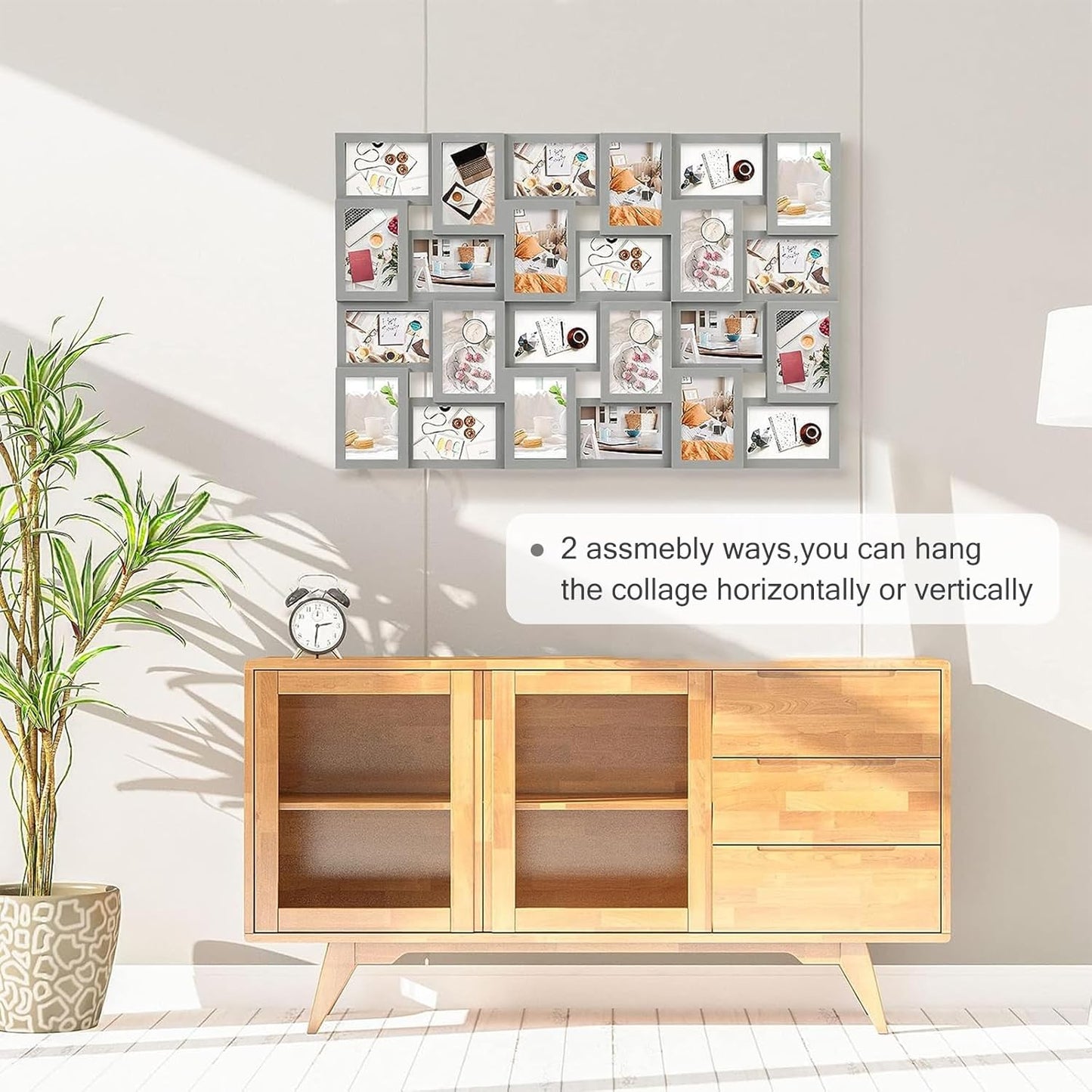 HELLO LAURA 4×6 Collage Picture Frames,24 Opening Photo Collage Frame for Wall Decor,Multi Family Photo for Gallery Decor, Hanging Display - Grey