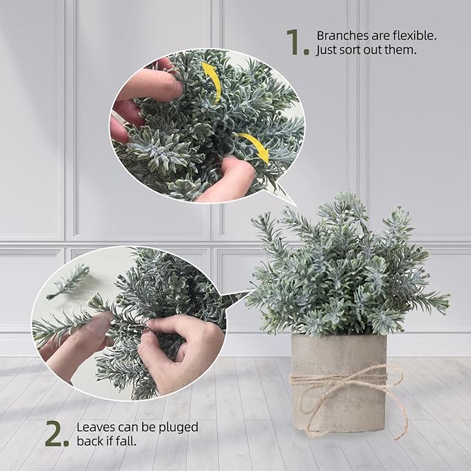 4 Pack Small Fake Plants, Artificial Plants Indoor for Home Decor, Small Faux Plants Indoor, Fake Plants in White Pot for Bathroom Bedroom Kitchen Office Farmhouse Room Shelf Decor
