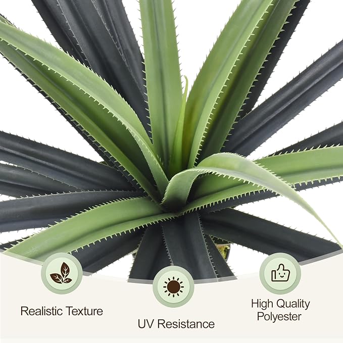 3ft Artificial Spiked Agave Plant, 36" Faux Agave Plants Indoor Small Floor Plant Perfect for Front Porch, Patio, Indoor Outdoor Home, Office Decor (Set of 2)