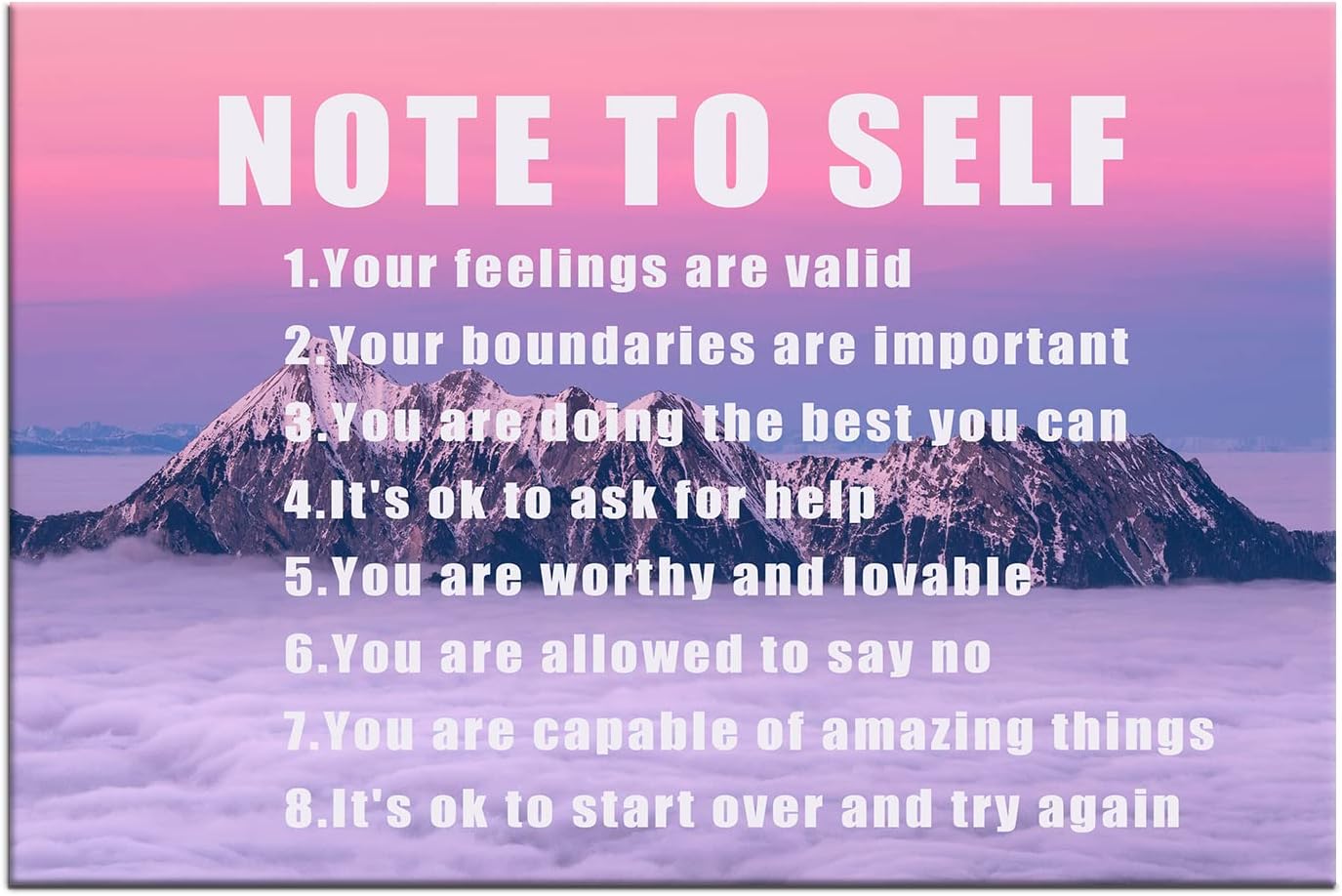 Inspirational Quotes Poster Wall Art Quotes Note To Self Picture Painting Print for Office Motivational Canvas Framed Artwork for Modern Home Bathroom Bedroom Decor [12''W X 18''H]