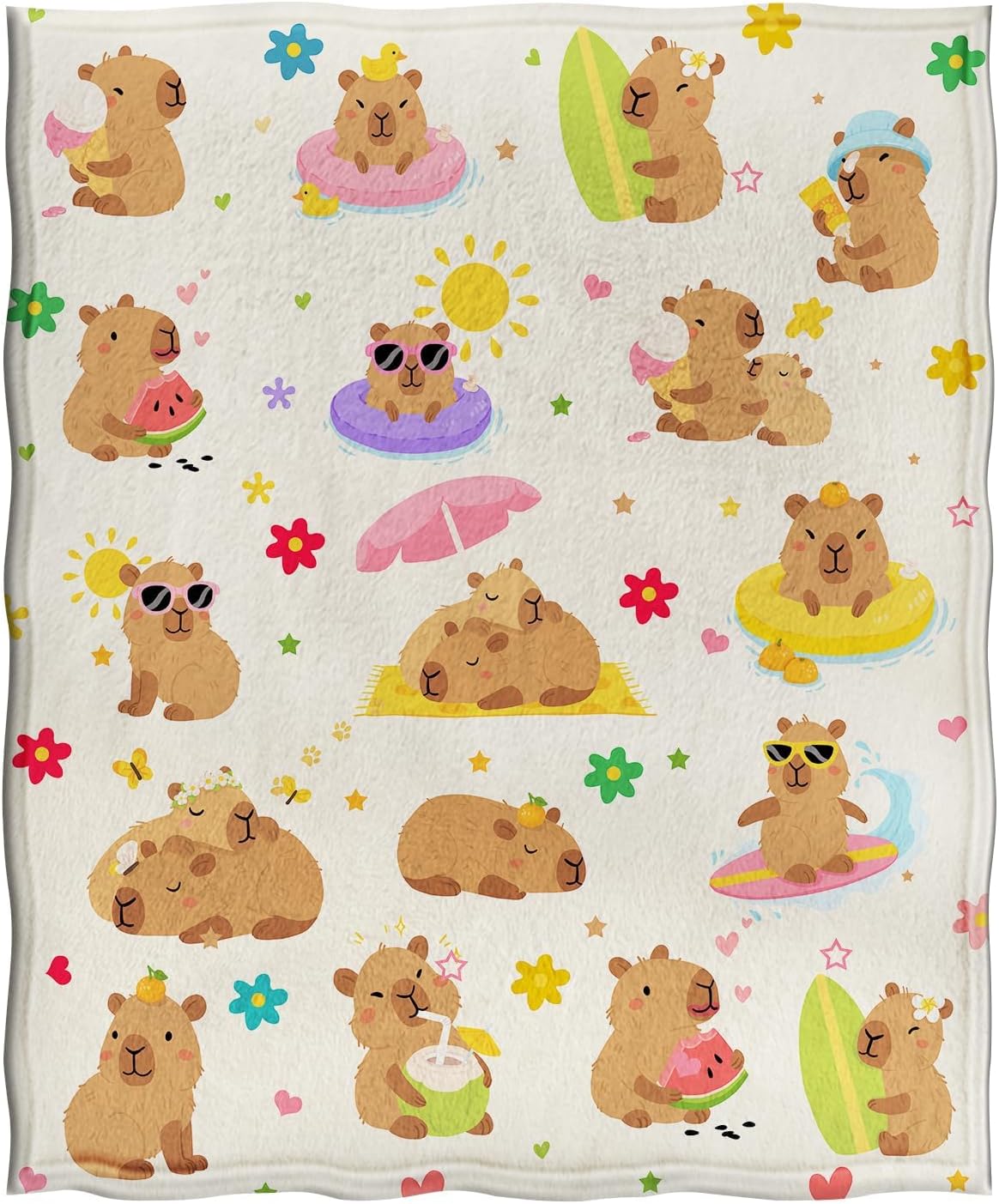 Jekeno Capybara Blanket Cute Animal Gifts for Women Kids Girls Boys Mom Wife Men Birthday Christmas Halloween Easter Presents Home Bedroom Living Room Bed Sofa Decor Plush Throw 60"x80"