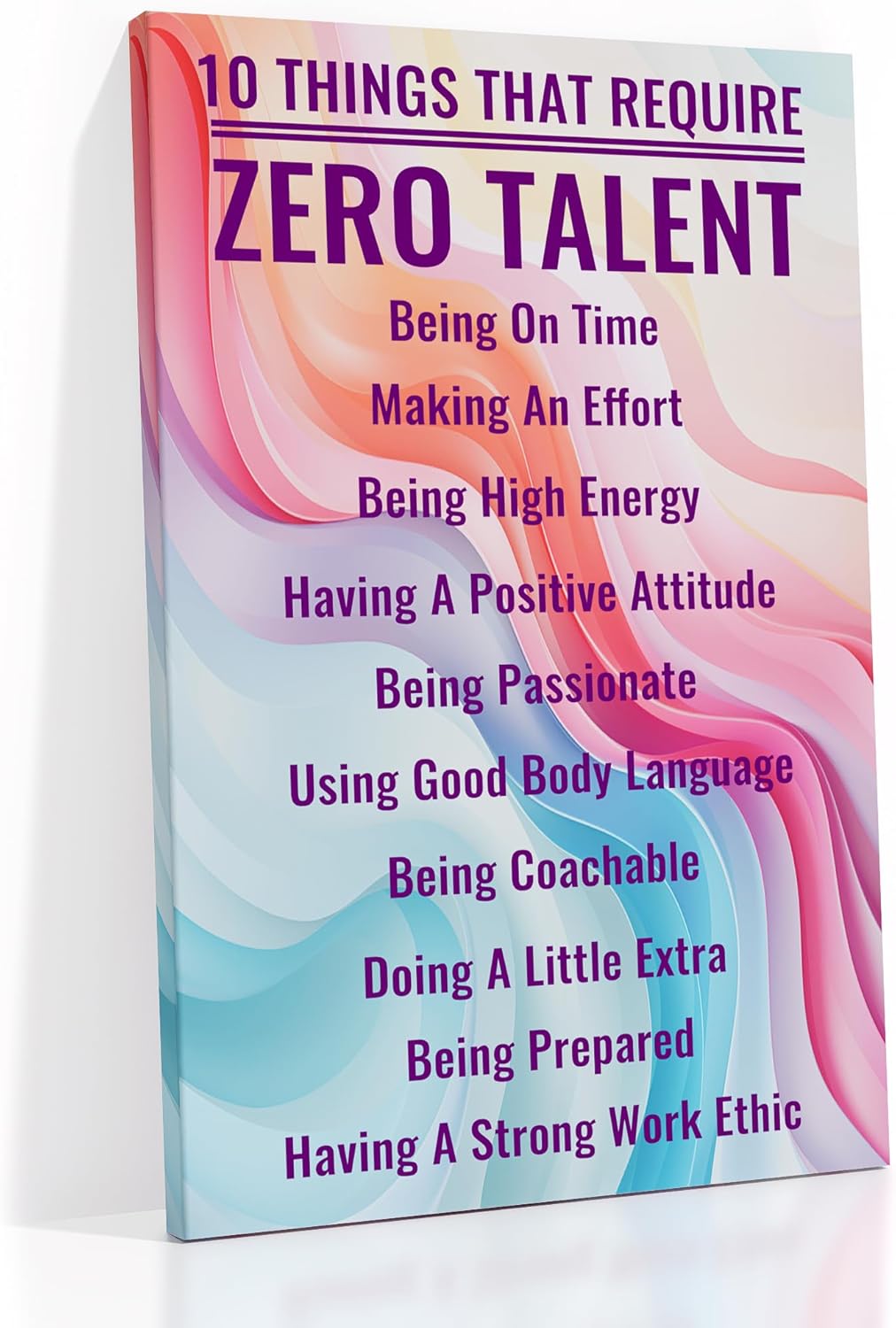 Inspirational Canvas Wall Art Motivational Entrepreneur Quotes 10 Things that Require Zero Talent Poster Print Positive Artwork for Home Bathroom Office Picture Decoration Ready to Hang [12''Wx18''H]