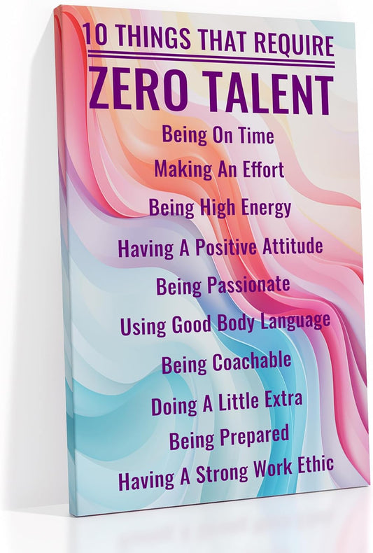Inspirational Canvas Wall Art Motivational Entrepreneur Quotes 10 Things that Require Zero Talent Poster Print Positive Artwork for Home Bathroom Office Picture Decoration Ready to Hang [12''Wx18''H]
