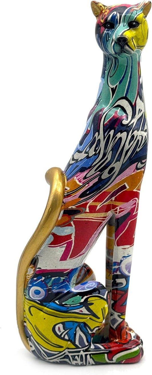 Colorful Leopard Statue Art Figurine Sculpture Collectible Gifts for Leopard Lover Office Home Decor Desk Accessories Decoration Garden Figurines Outdoor Decor (Color A)