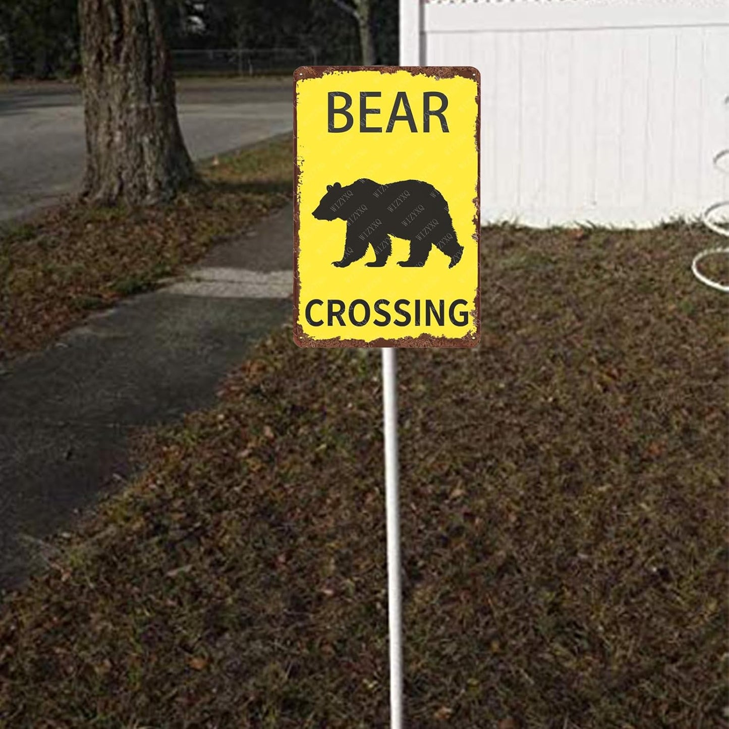 Metal Signs Bear Crossing Vintage Tin Sign for Home Bar Living Room Garden Yard Outdoor Wall Decor 12x8 Inch