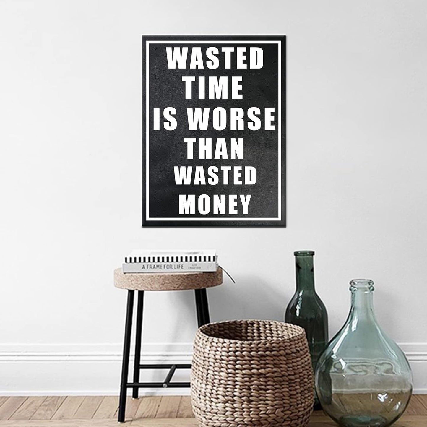 GoForArt Inspirational Canvas Wall Art, Famous Quote Prints Motivational Wall Decor, Wasted Time Poster for Office Living Room, Ocean Bedroom Dining Room Artwork Home Decoration 18x24in