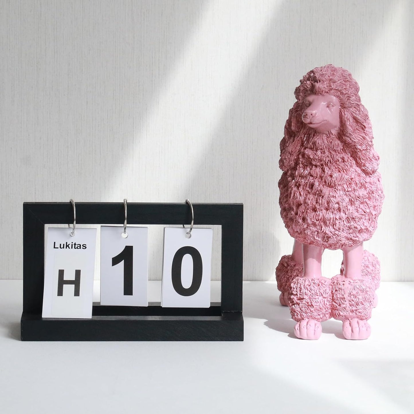 Lukitas Standing Pink Poodle Sculpture Decor, Decorative Dog Statue, Animal Ornament for Garden Home, Resin 10''