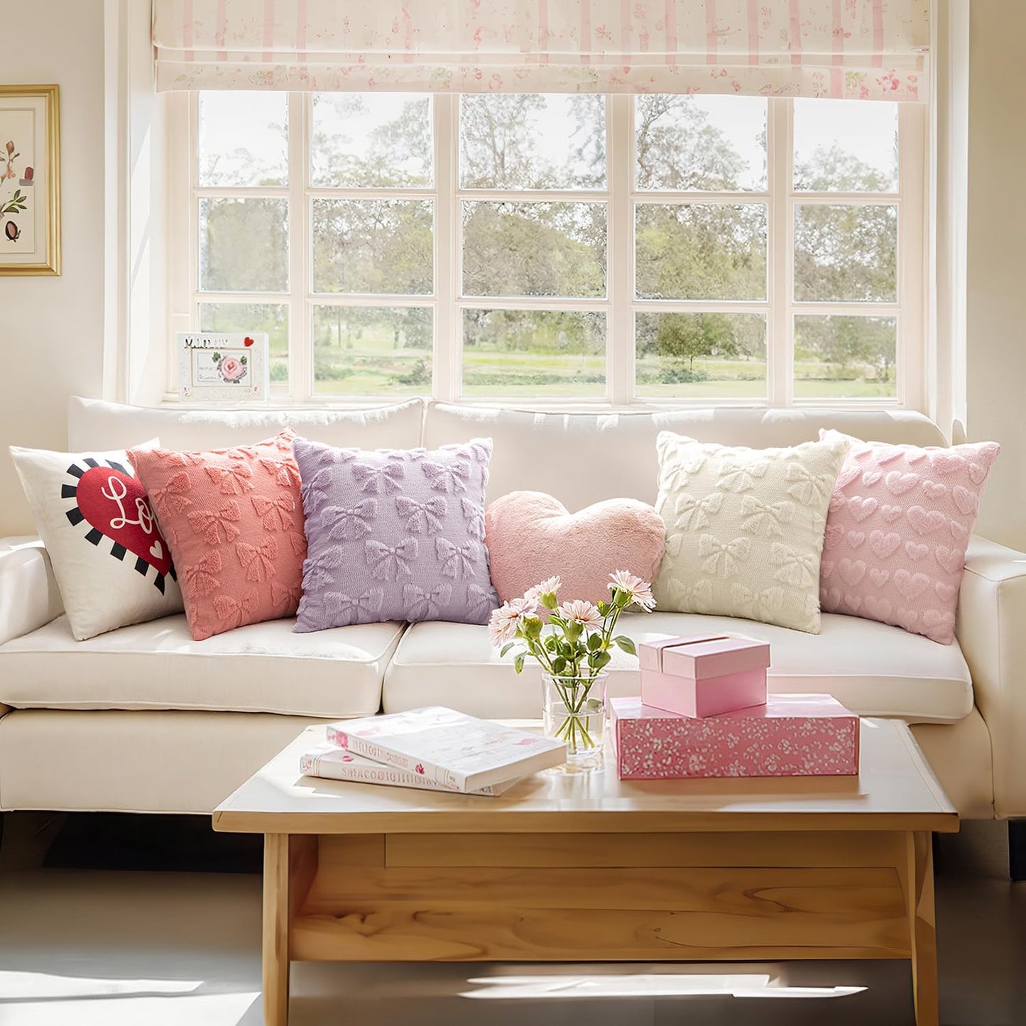 MIULEE Light Purple Bow Pillow Covers Coquette Room Decor Aesthetic Set of 2 Decorative Cute Girl Throw Pillow Soft Plush Faux Pillowcase for Girl Bed Couch Sofa,20x20 Inch