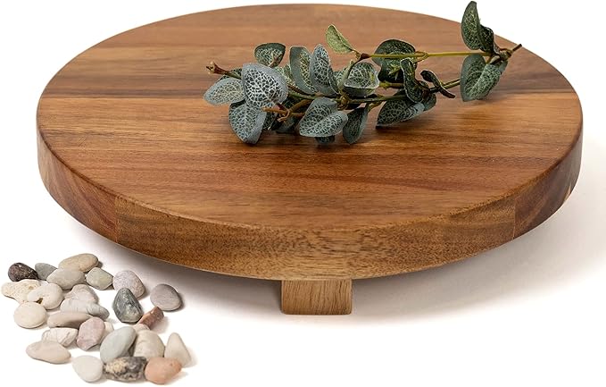 Kurrajong Farmhouse wood pedestal stand | 9" wide round riser board | acacia wood pedestal board | plant holder