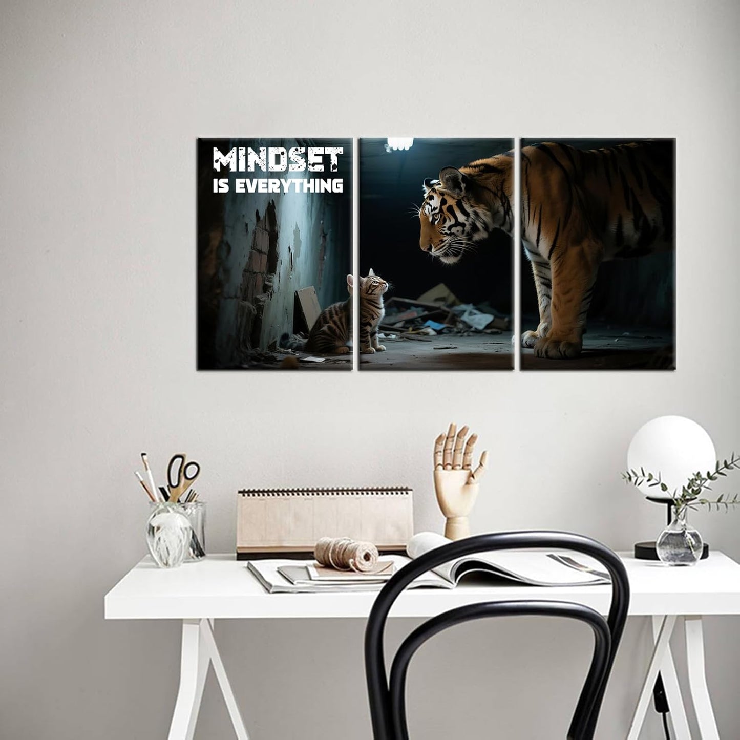 Inspirational Canvas Wall Art Mindset is Everything Picture Painting Entrepreneur Affirmation Quotes Print Poster for Office Home School Wall Decoration Stretched and Framed [48''Wx24''H]