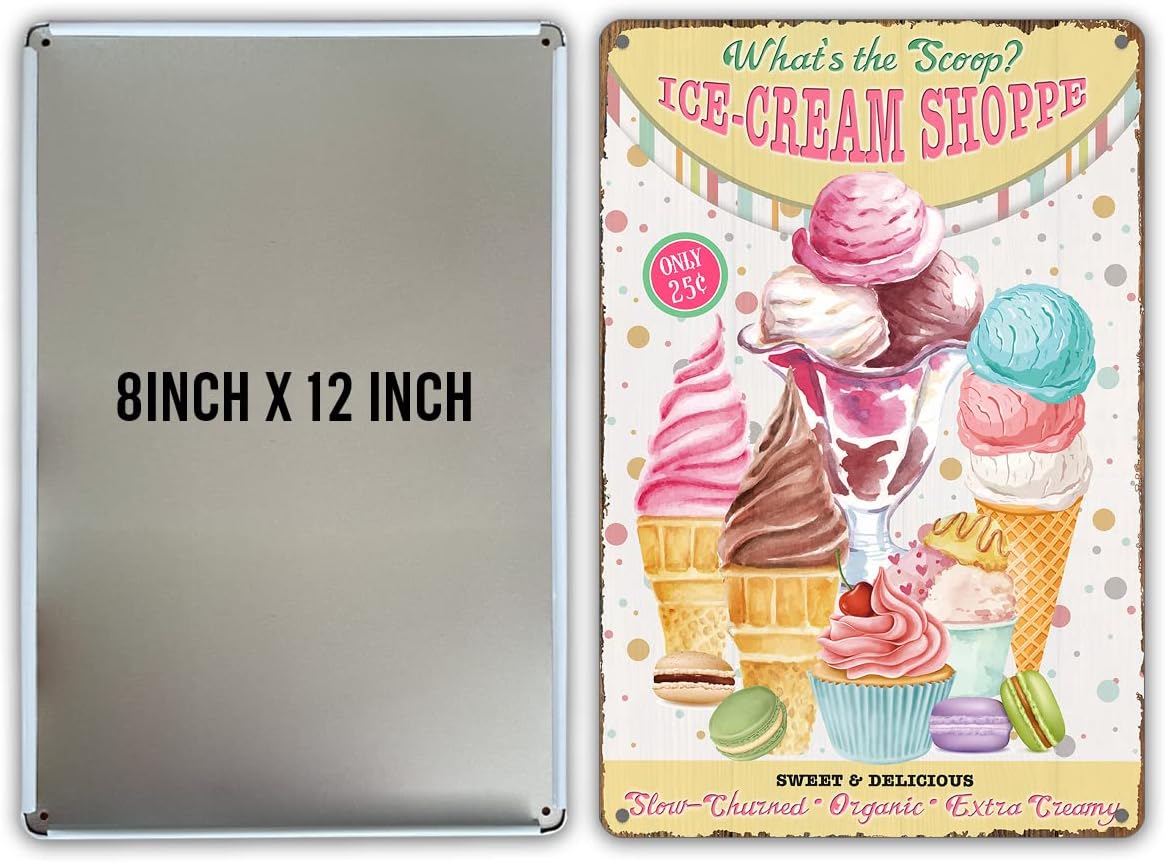 Funny Ice Cream Metal Tin Sign Wall Decor Sweet and Delicious Retro Sign for Home Decor Gifts