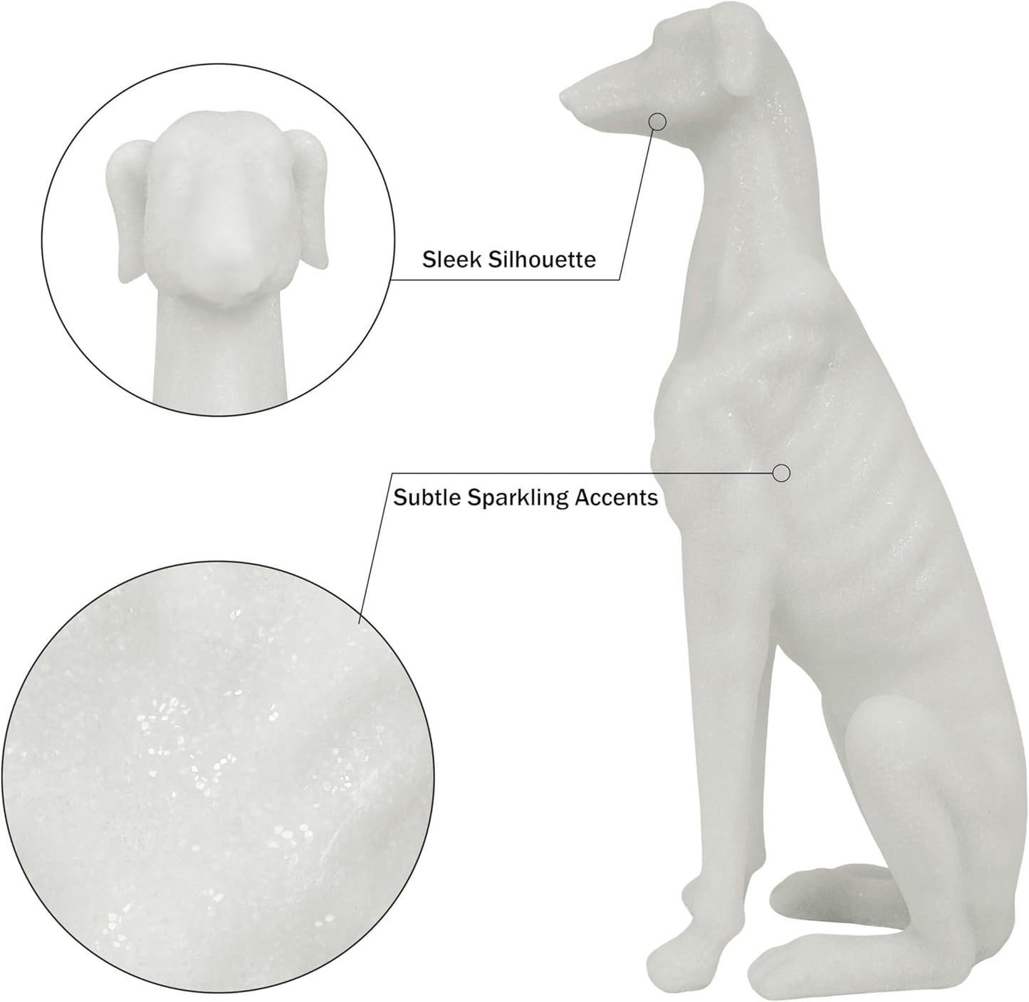 Greyhound Sculpture, White Resin Dog Statue for Home Decor, Coffee Table, Entryway Table, Bookshelf, Living Room, Gifts for Dog Lovers Housewarmings, 14.5 Inch Tall