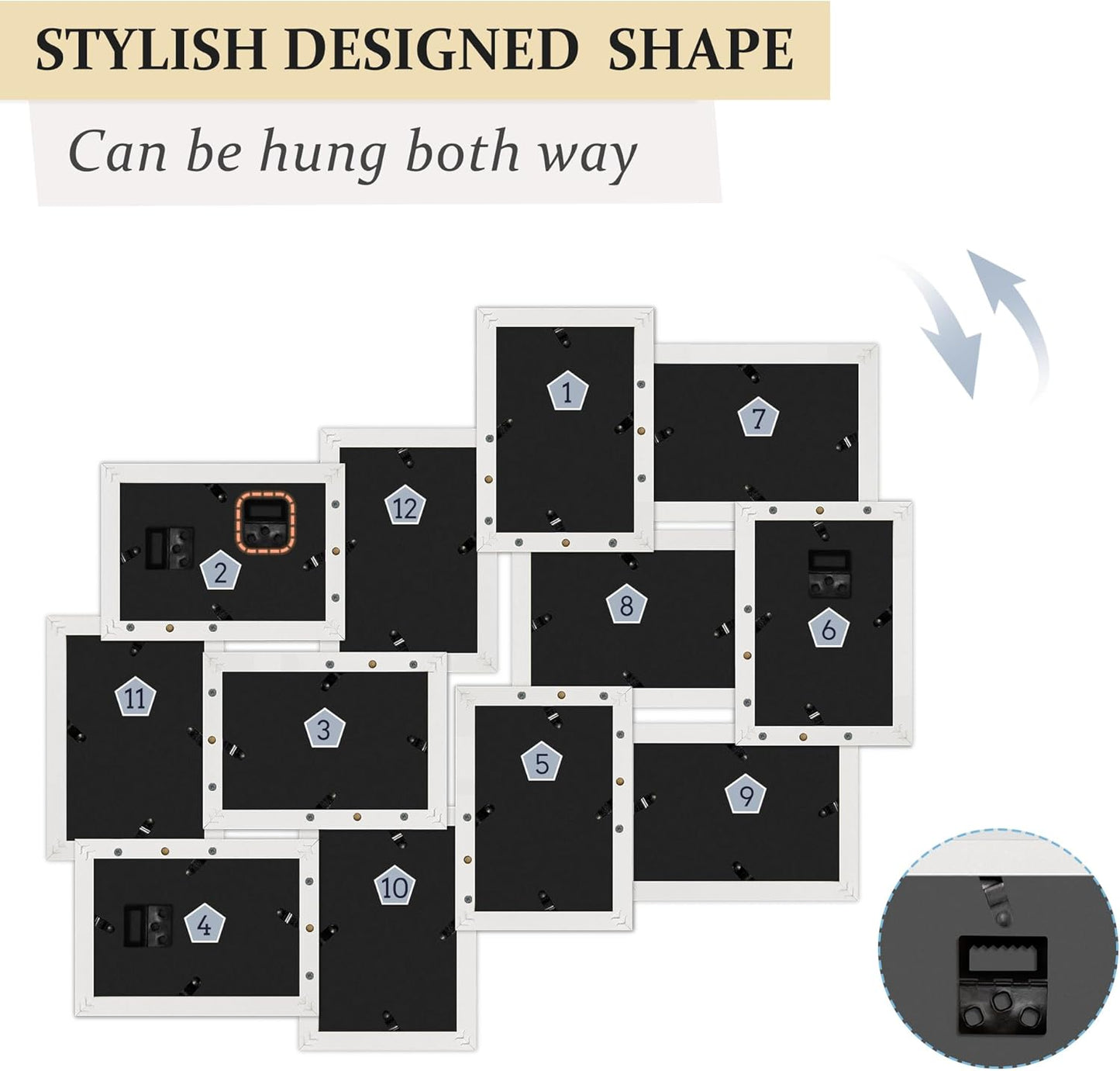 Jerry & Maggie 12 Pack Collage Picture Frame, Photo Frame Wall Decor 4×6 Pictures 12 Opening, Wall Photo Frames for Living Room Decorations, Assembly Required, White