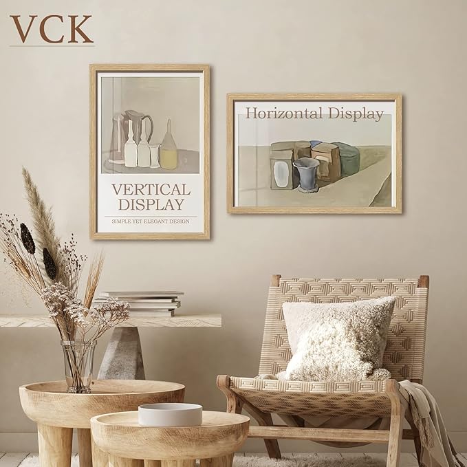 VCK 20x30 Oak Wood Frame for Poster & Picture, Natural Solid Wood Photo Frames Set of 3, Wall Gallery Frame